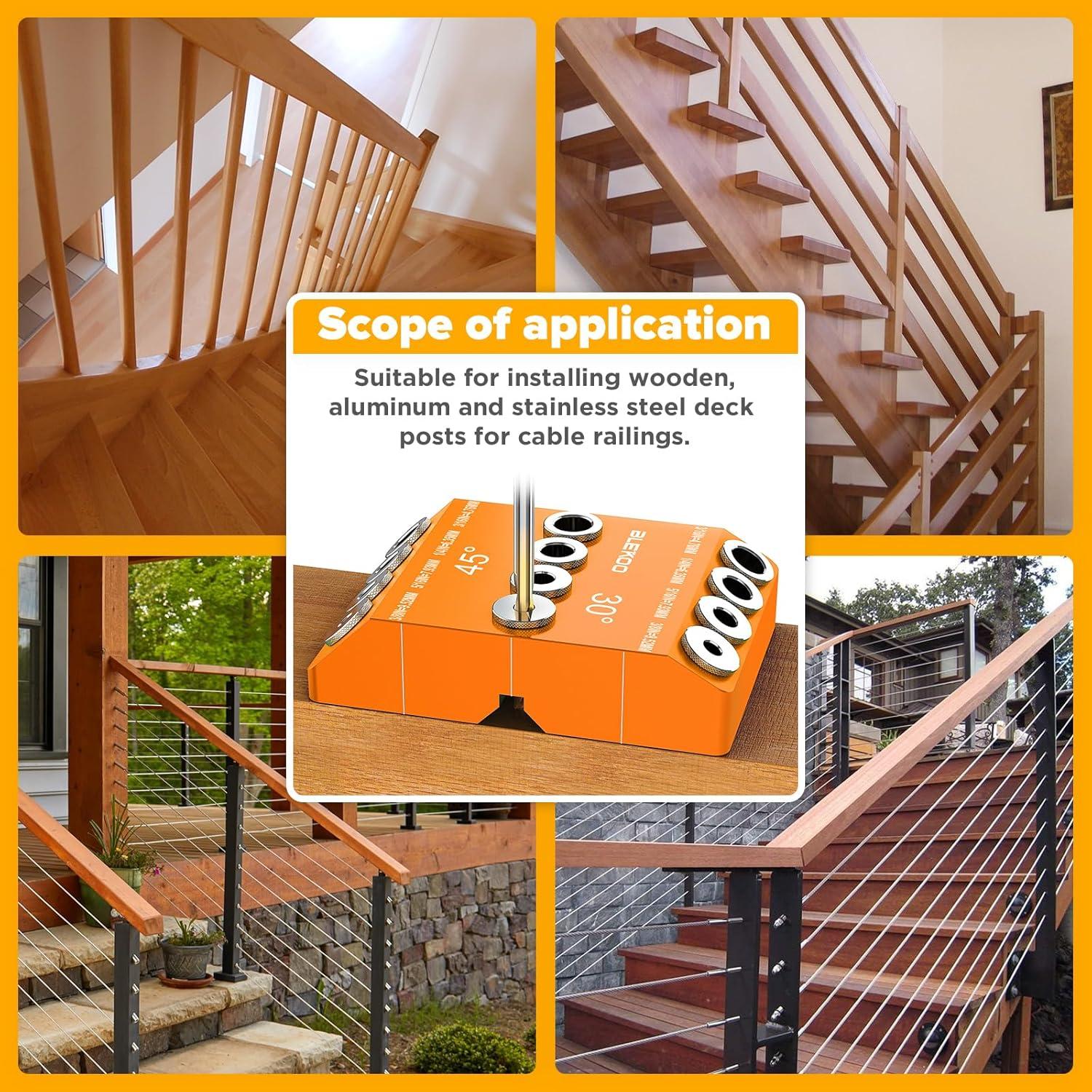 Plantilla de Taladro en Ángulo BLEKOO Naranja con 4 Brocas