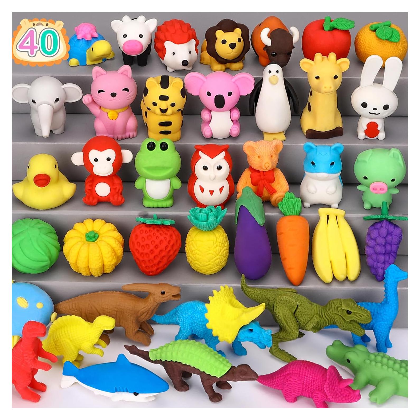 Gomas de Borrar 3D Arscniek - 40 Piezas Animales y Comida