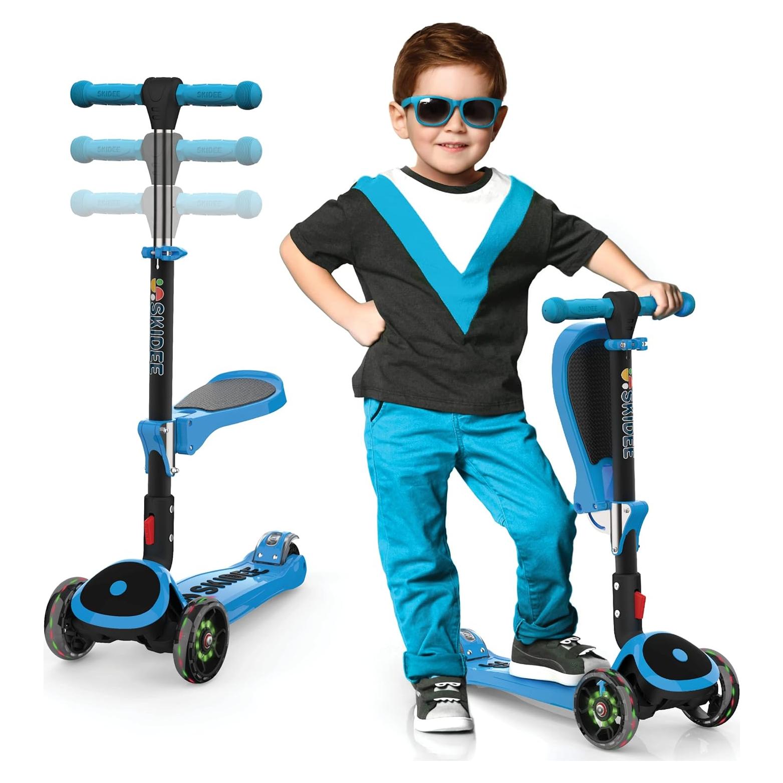 Scooter Plegable SKIDEE SP2 Ajustable 3 Ruedas LED Azul