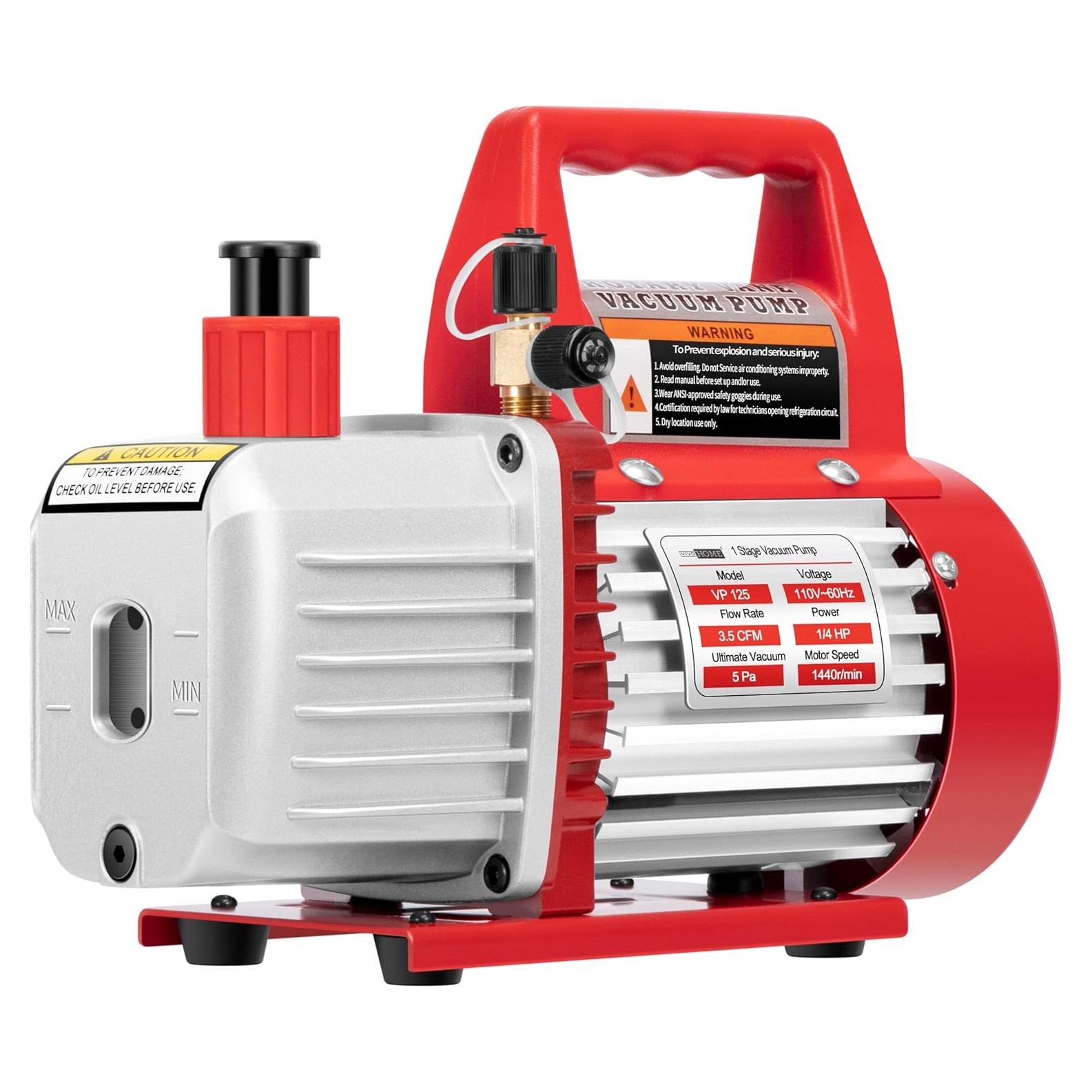 Bomba de Vacío VIVOHOME 1/4 HP 3.5 CFM Roja Portátil