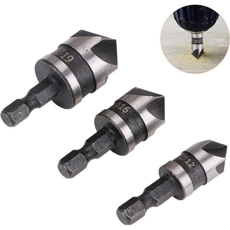 Juego de Brocas Avellanadas 3PCS Socoje 12mm 16mm 19mm