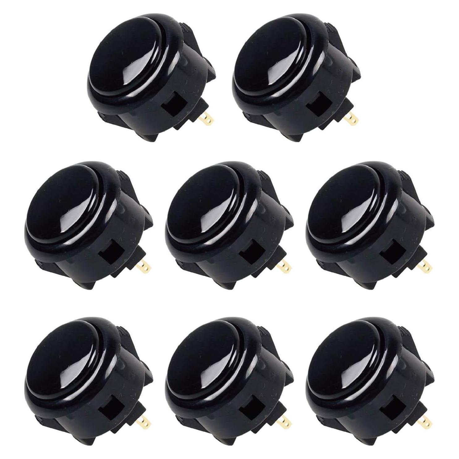 Botones de Presión Sanwa OBSF-30 - 8 Piezas 30mm Negro