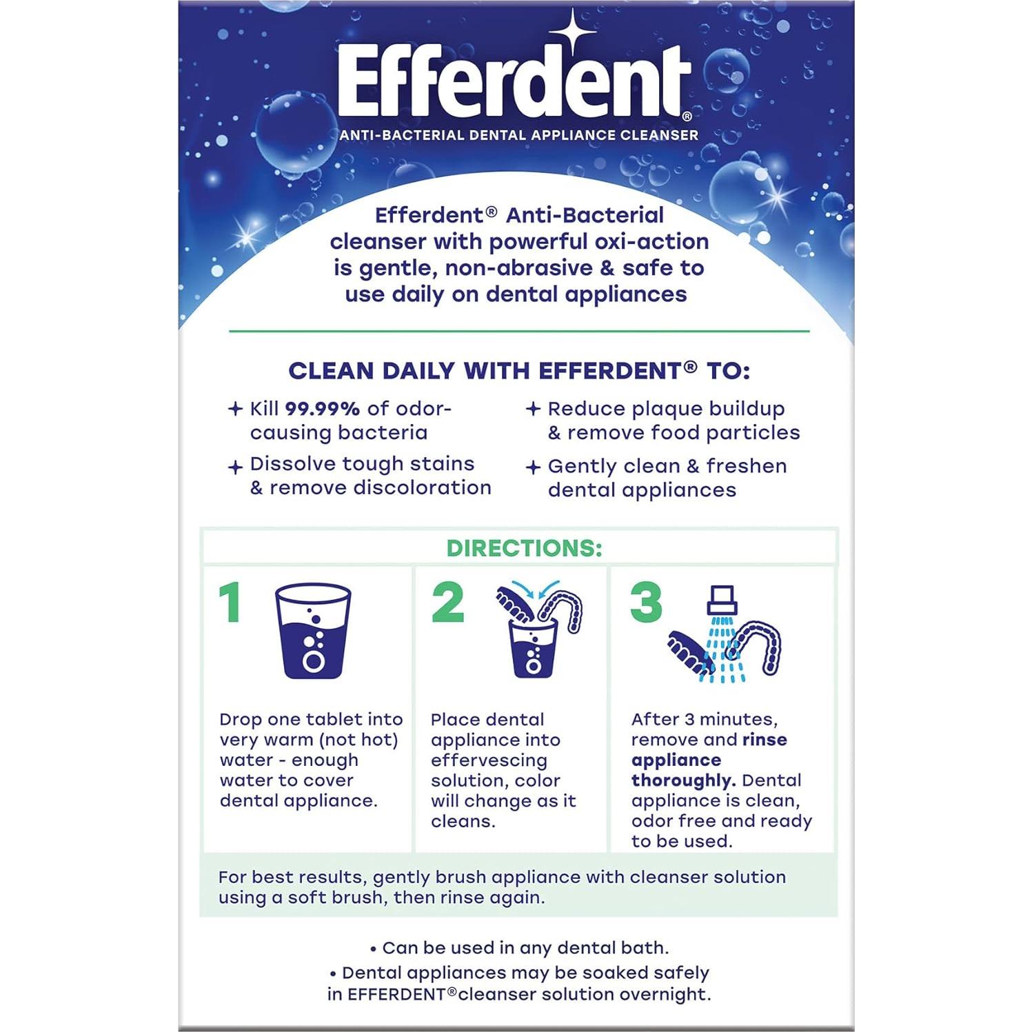 Tabletas limpiadoras Efferdent 90 unidades sabor menta