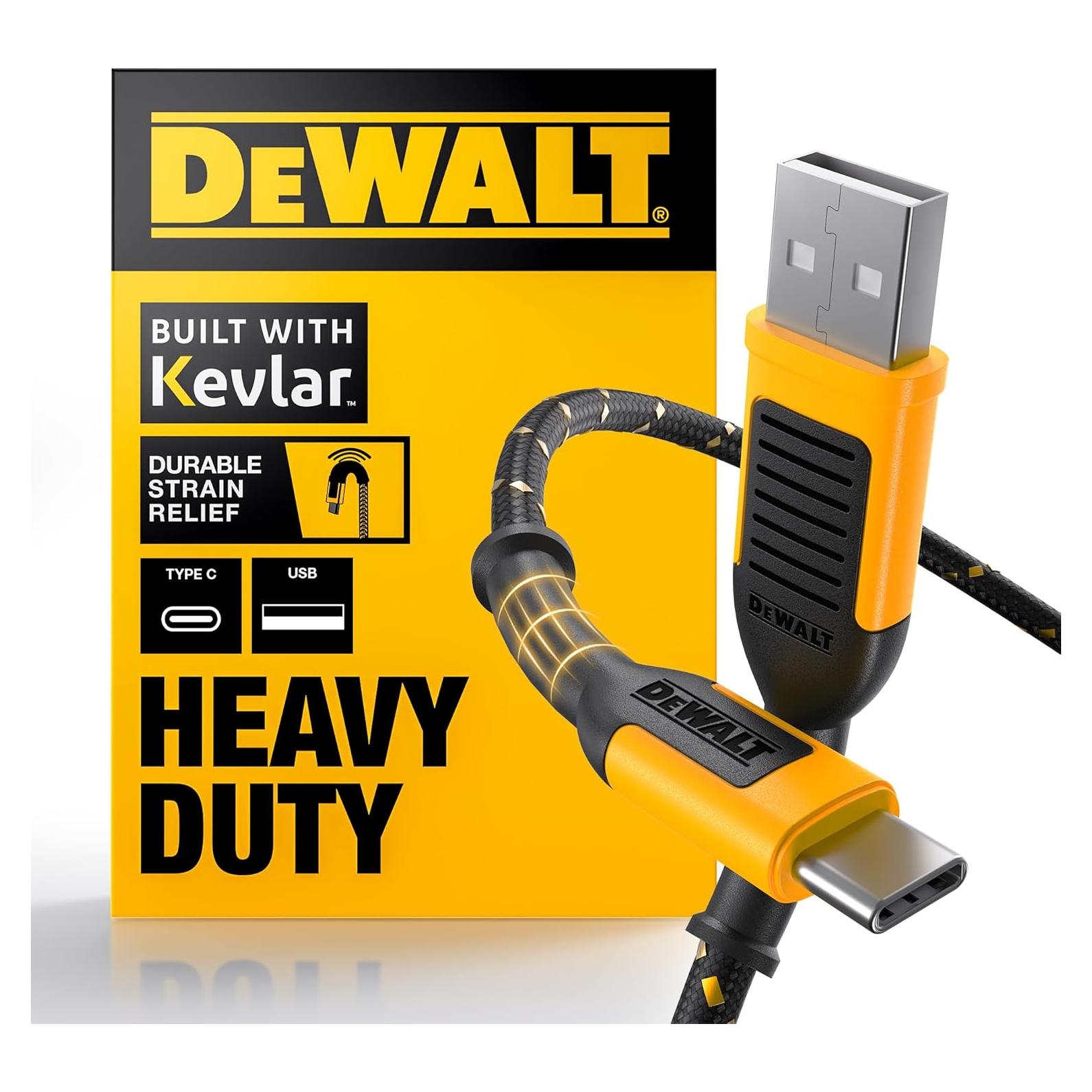 Cable USB C DEWALT 4 pies carga rápida nylon negro
