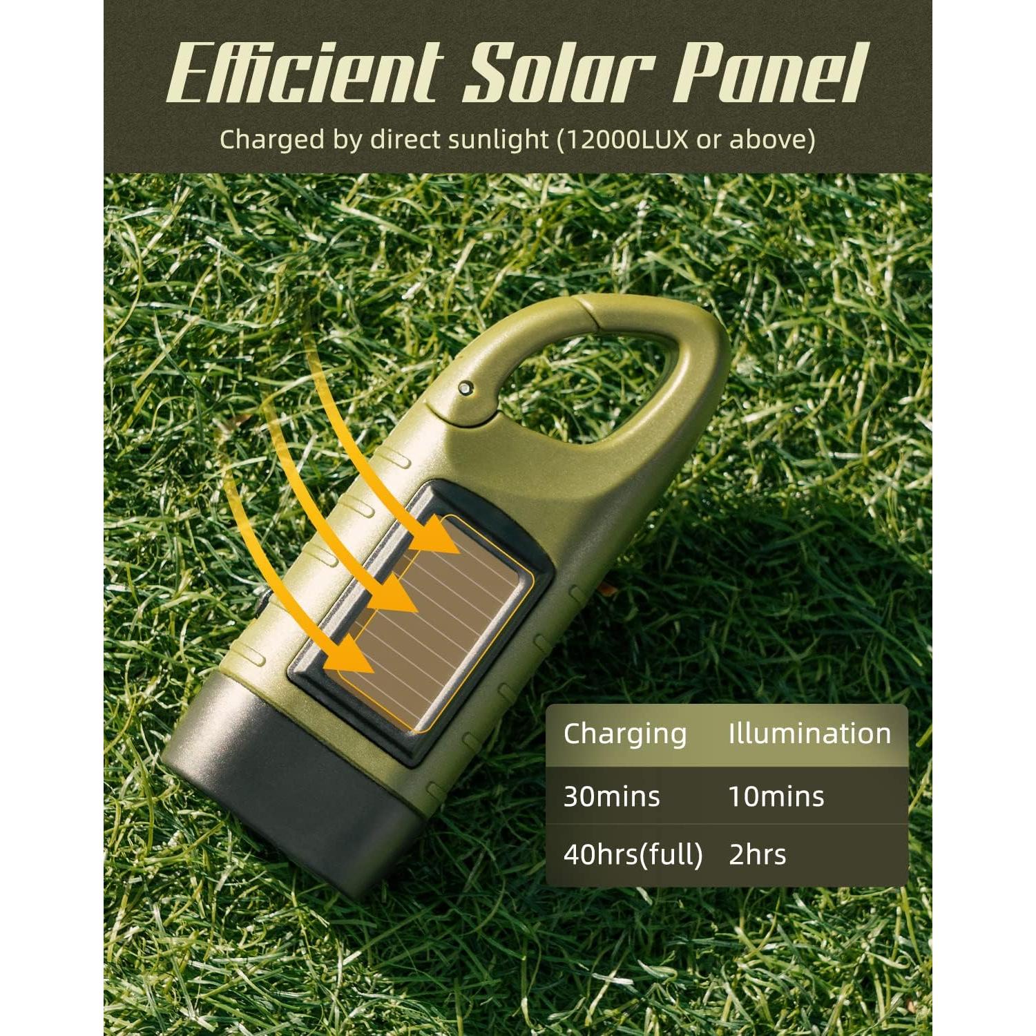 Linterna de Mano SEANCHEER Solar y Manivela Verde 12x4.5cm