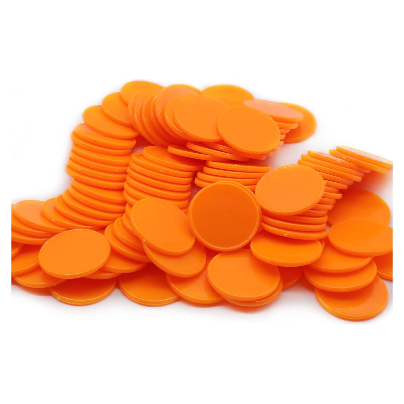 Juego de 100 Fichas de Plástico Naranja 25mm para Aprendizaje