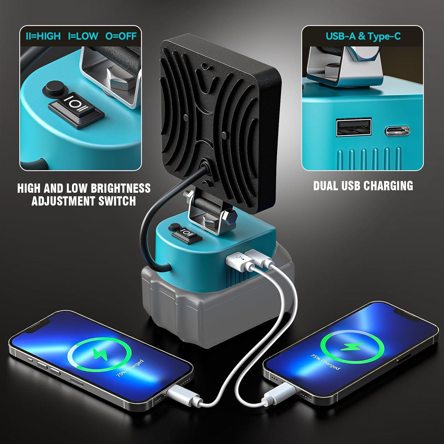 Luz de Trabajo LED MtiolHig 20W 2000 Lumens para Makita 18V