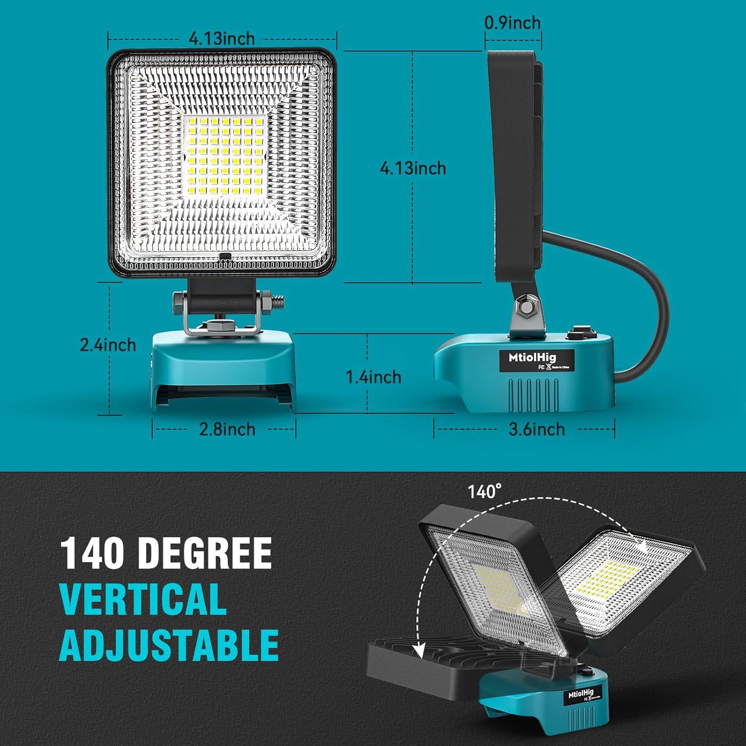 Luz de Trabajo LED MtiolHig 20W 2000 Lumens para Makita 18V