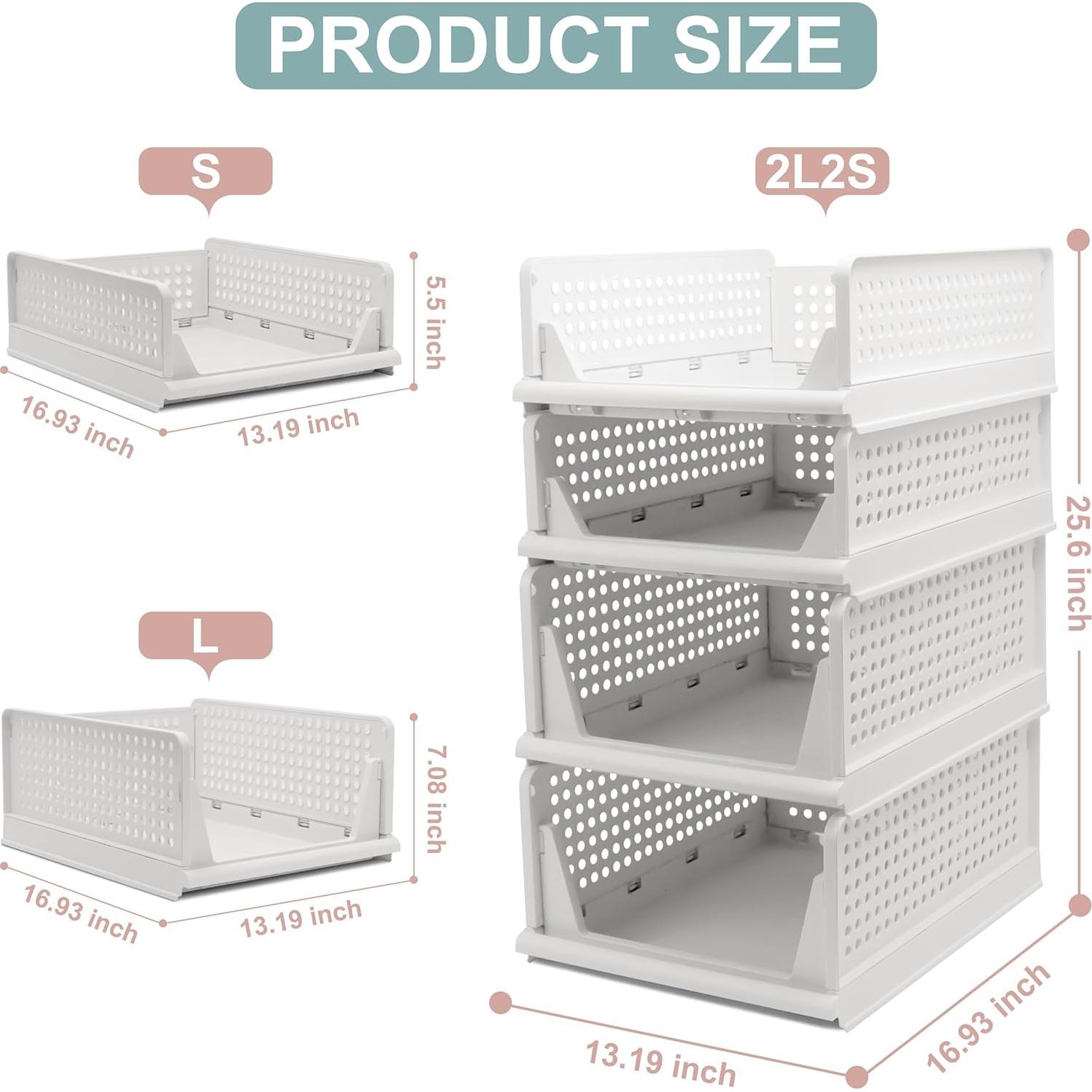Cestas de Almacenamiento Apilables Goderewild 2L2S Blancas