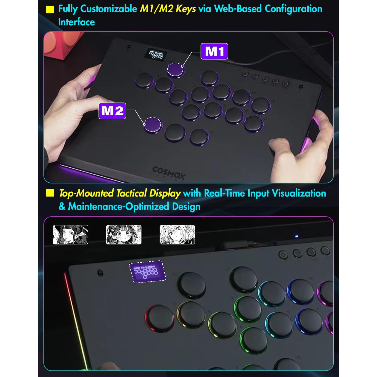 Controlador Arcade Sehawei M Ultra - Aluminio RGB para PC/PS4/Switch