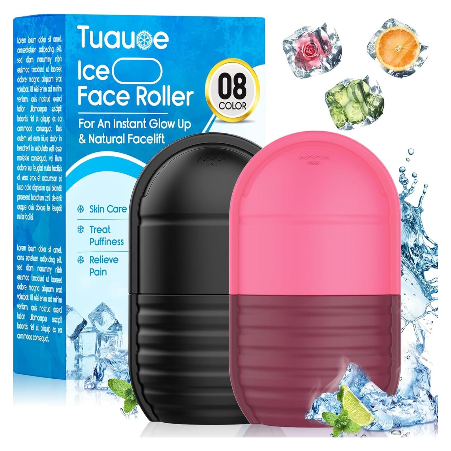 Rodillo de Hielo Facial 2Pcs Tuauoe - Silicona Reutilizable