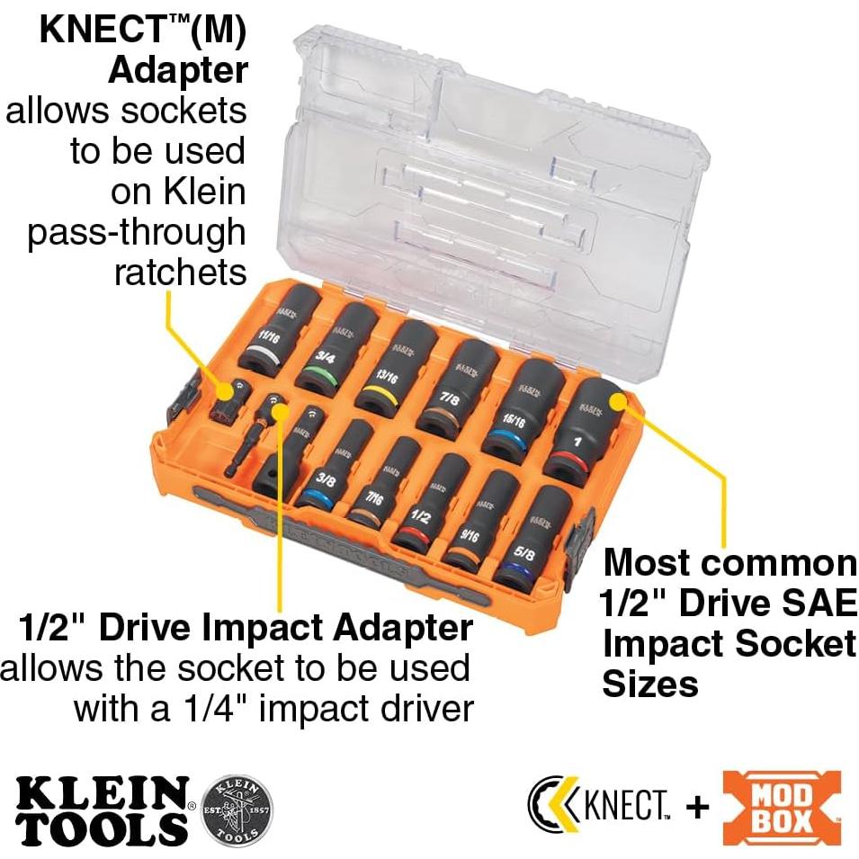 Juego de Enchufes de Impacto Klein Tools 65111 14 Piezas SAE