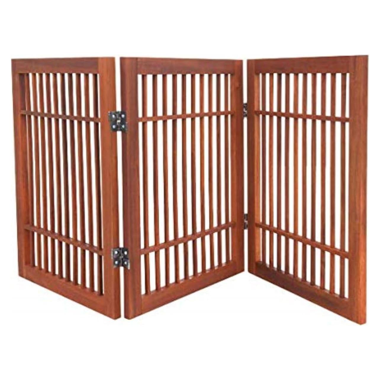 Puerta para Perros Urnporium de Madera Acacia Plegable 60,96 cm