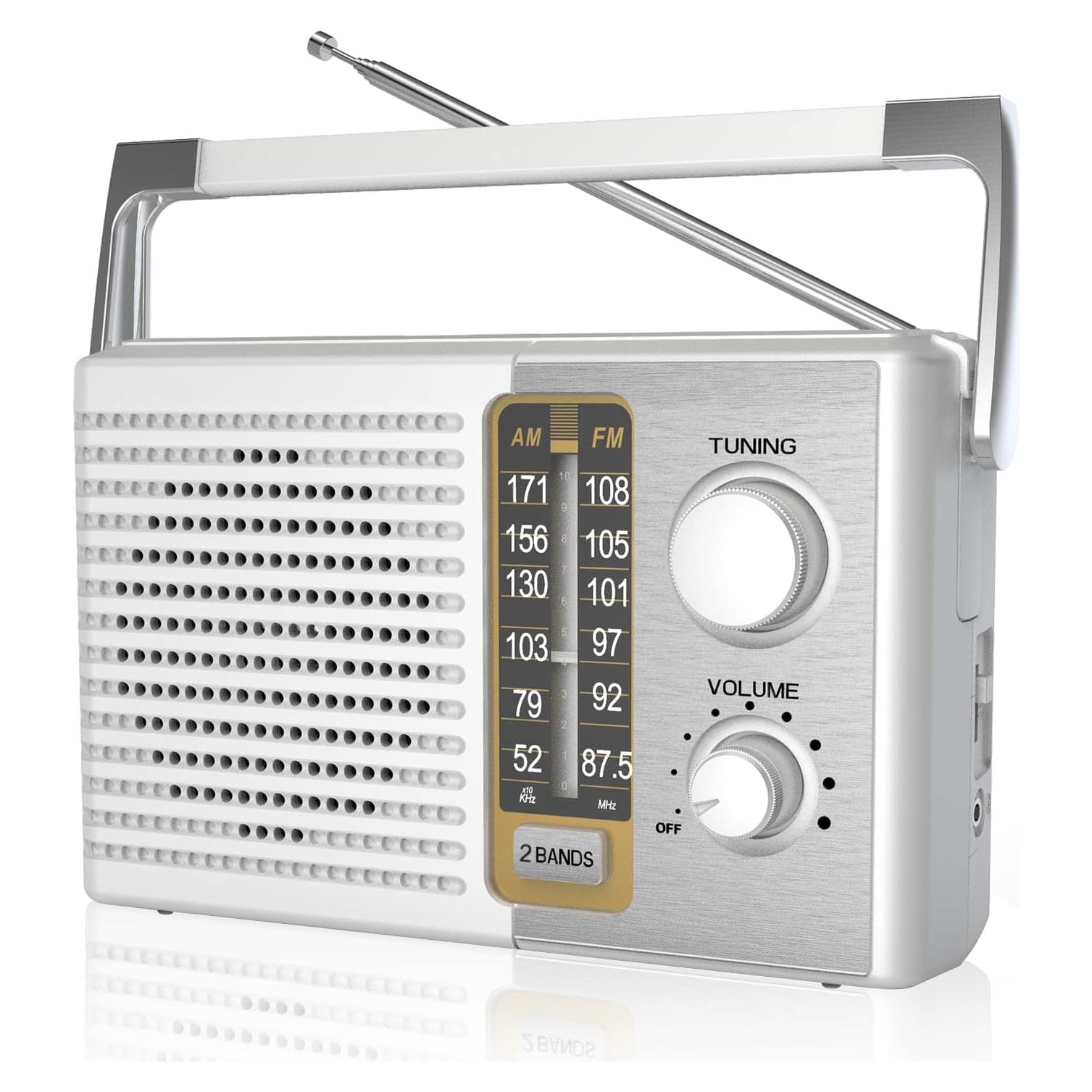 Radio Portátil AM/FM Dongguan YR-R18 Blanca con Auriculares