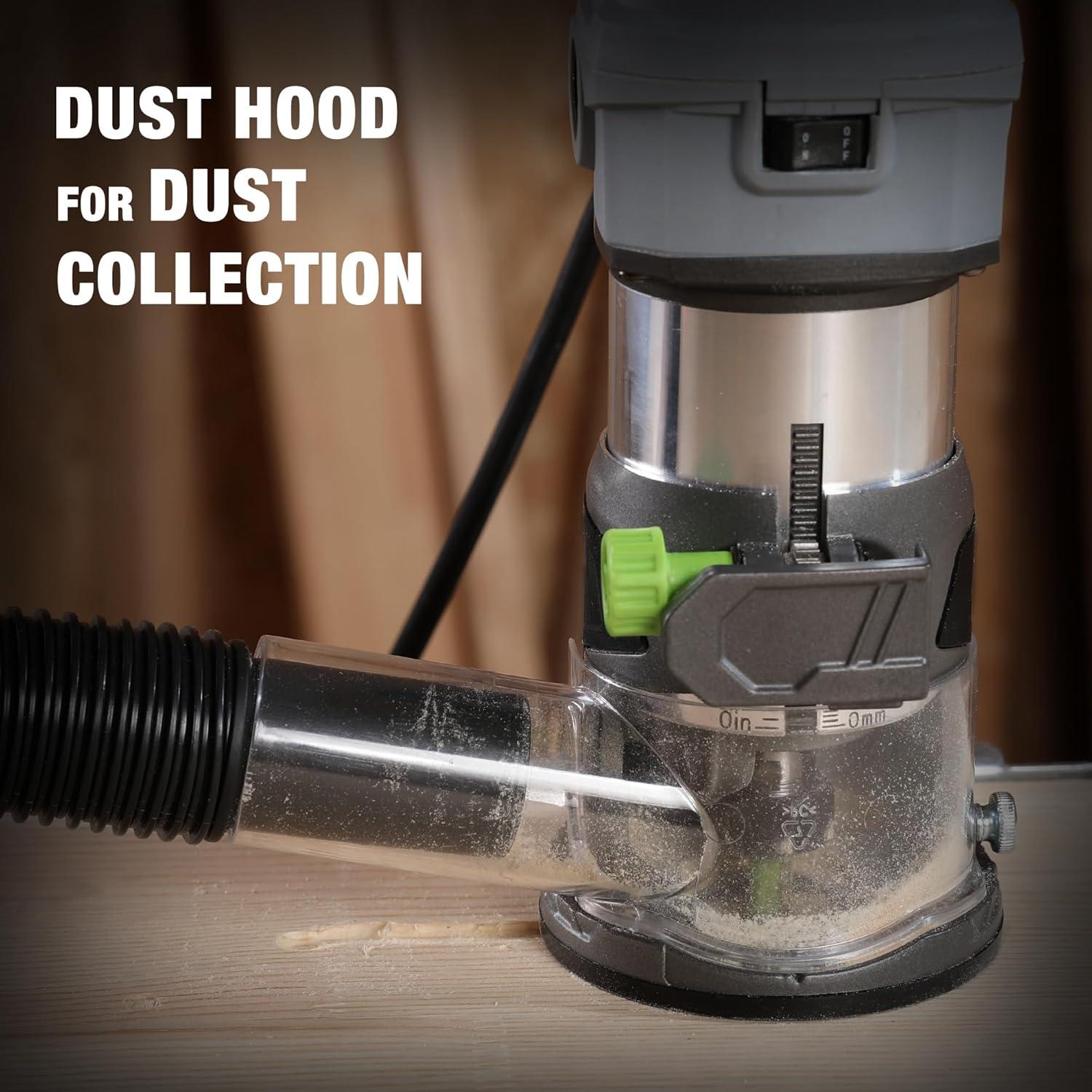 WORKPRO Compact Router Kit, 6.5 Amp Corded Hand Trimmer Router Tool, 6 Variable Speeds Wood Router for Woodworking Slotting Trimming