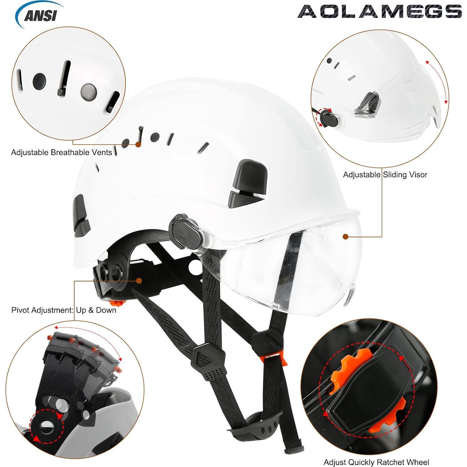 Casco de Seguridad Aolamegs ABS Ajustable con Visera Clara