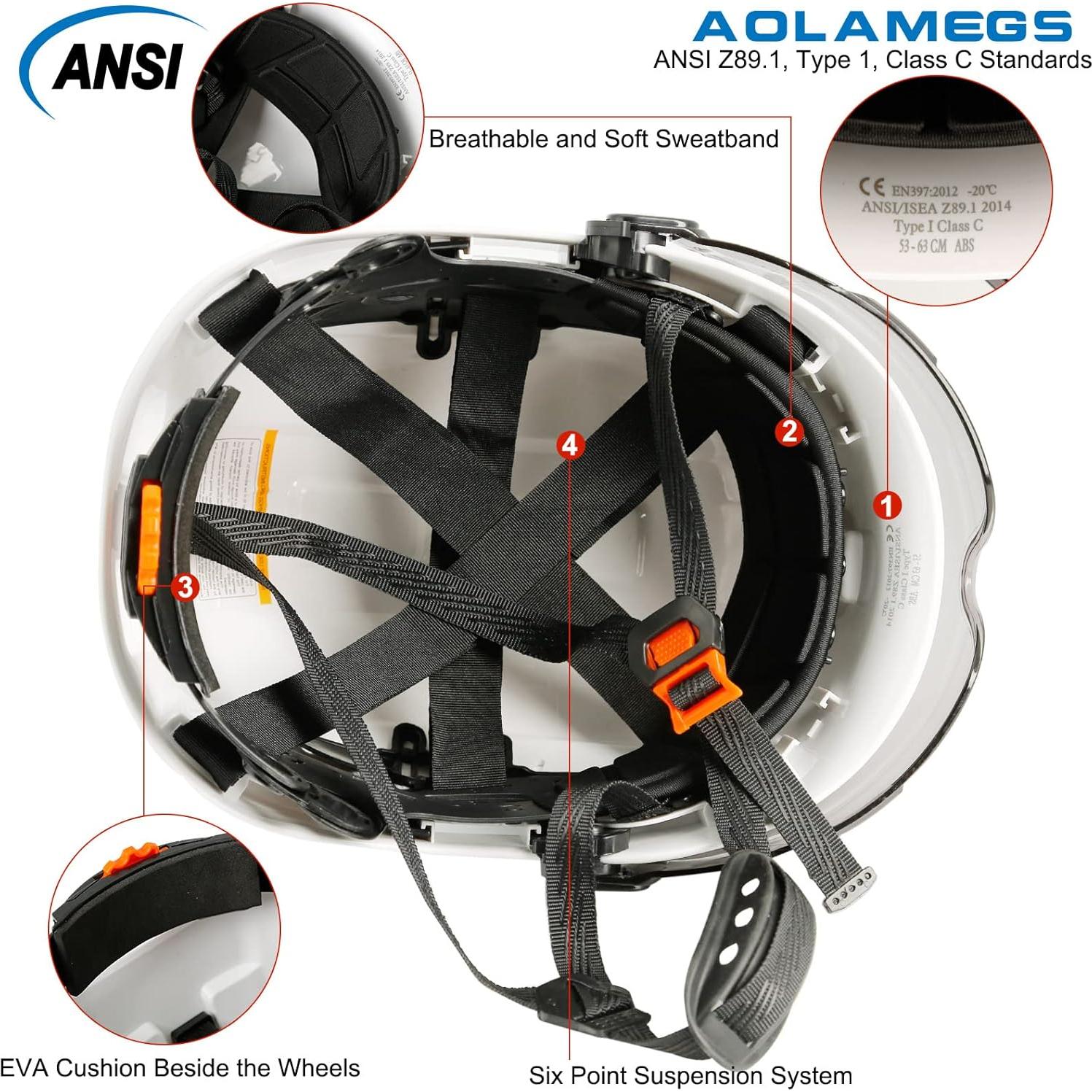 Casco de Seguridad Aolamegs ABS Ajustable con Visera Clara