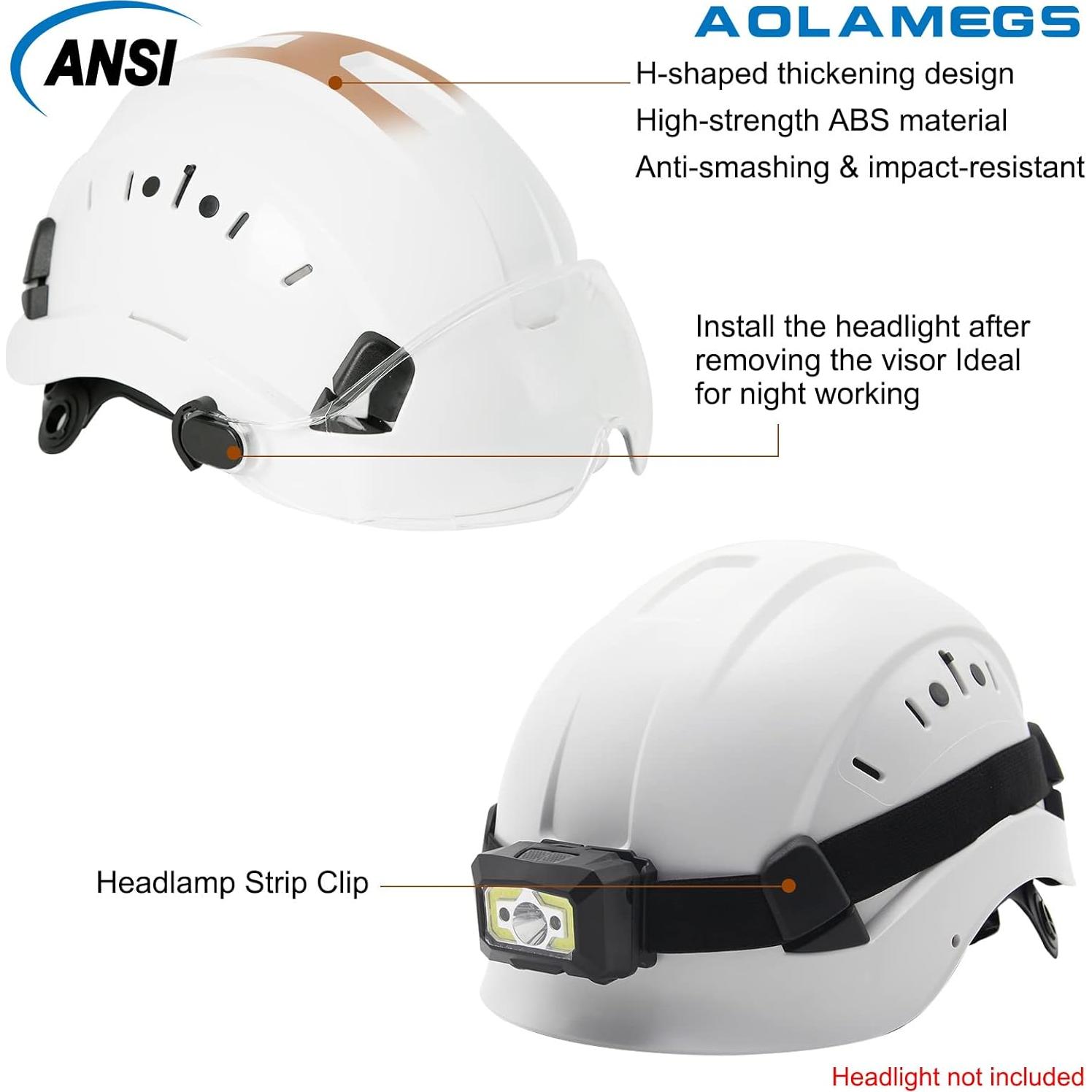 Casco de Seguridad Aolamegs ABS Ajustable con Visera Clara