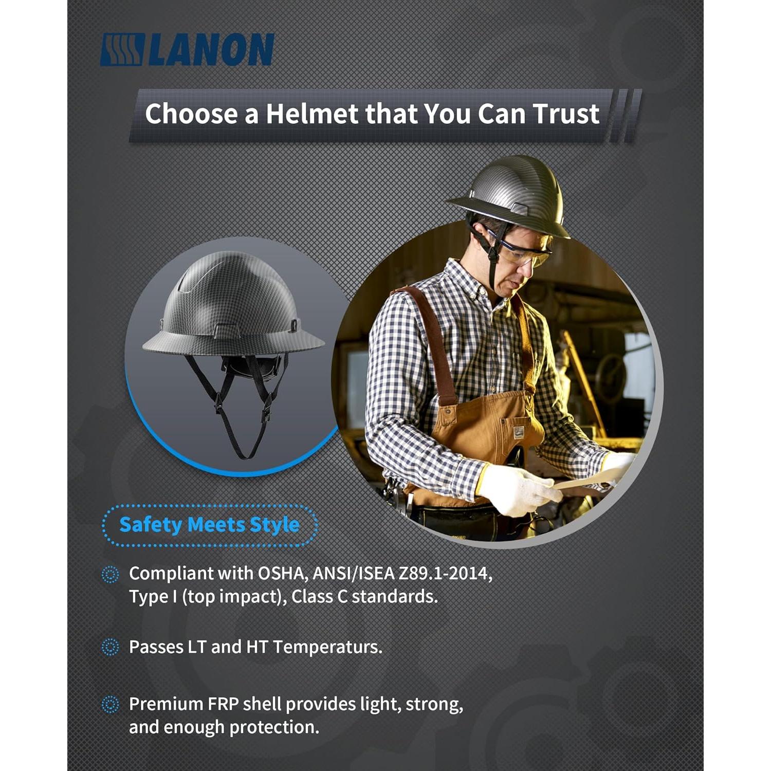 Casco de Seguridad LANON Gris Carbón FRP Ajustable