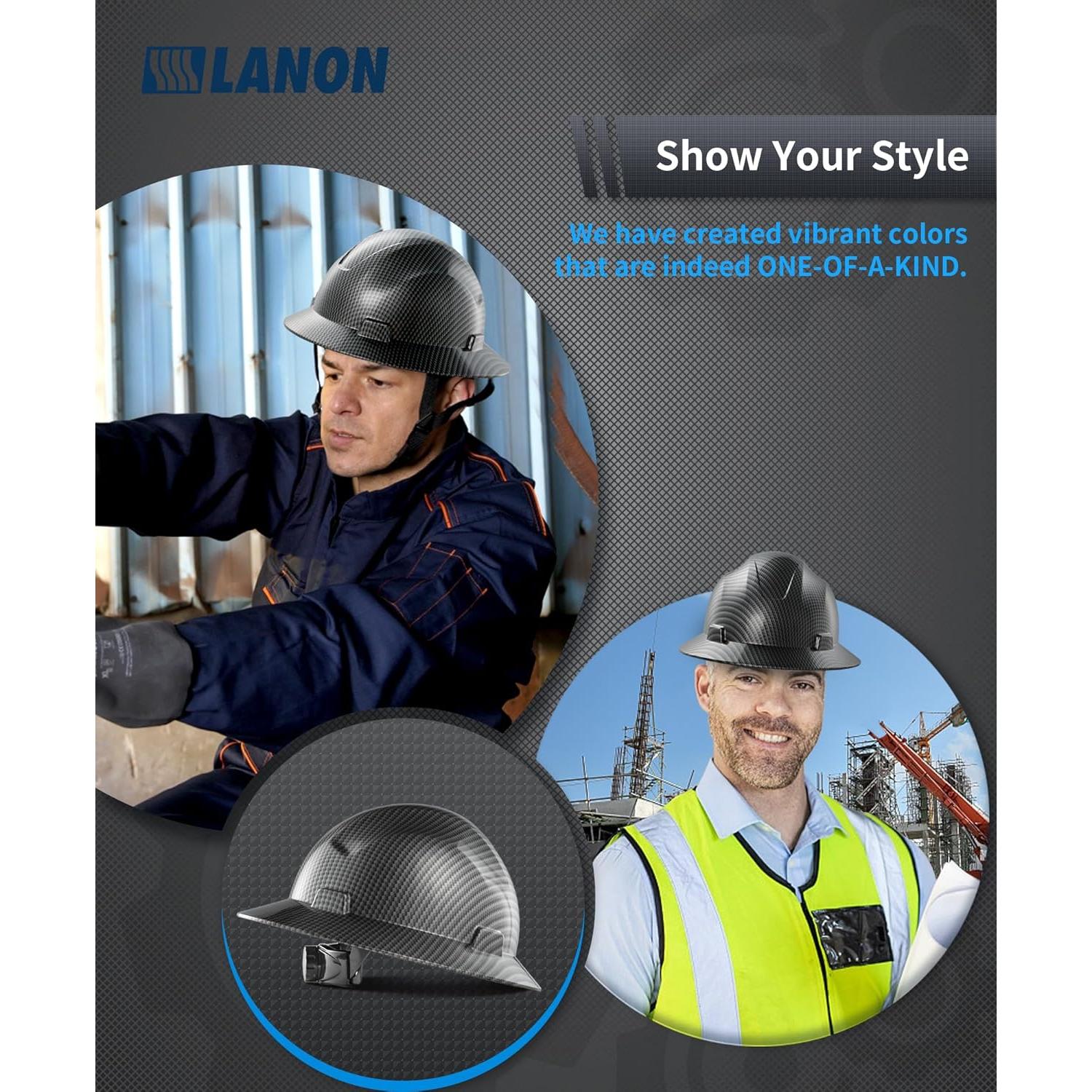 Casco de Seguridad LANON Gris Carbón FRP Ajustable