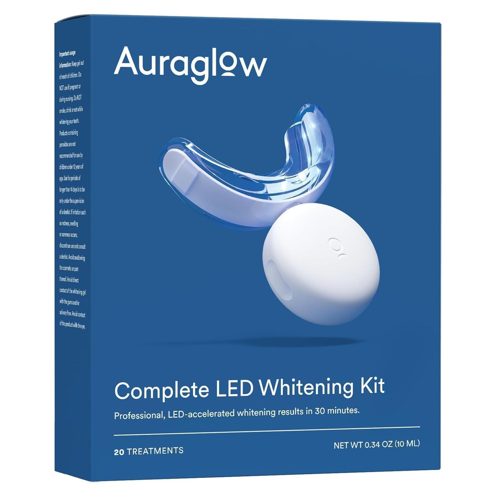 Kit de Blanqueamiento Dental Auraglow LED 35% Carbamida 20 Tratamientos