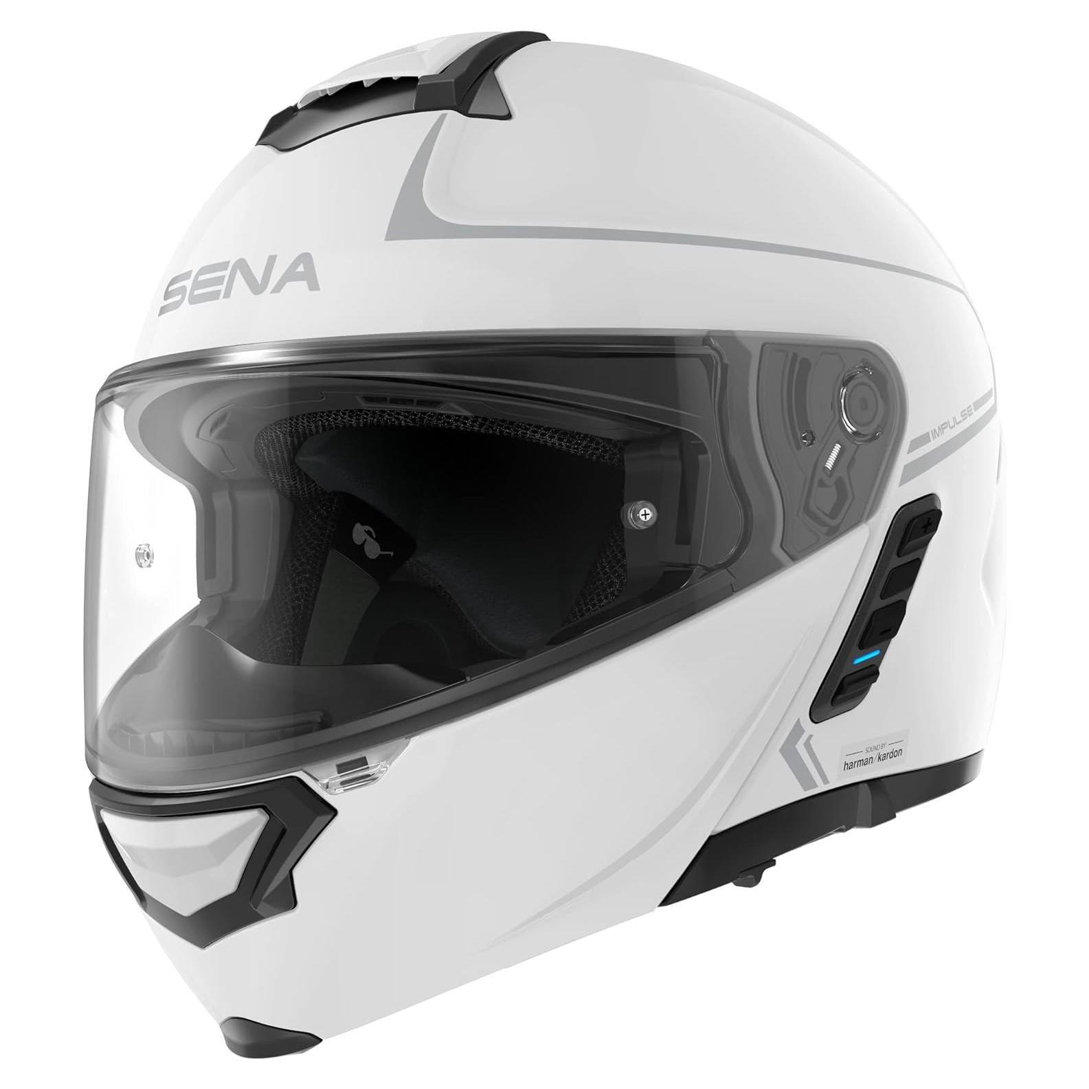 Casco Modular Sena Impulse DOT Bluetooth Harman Kardon Blanco Pequeño
