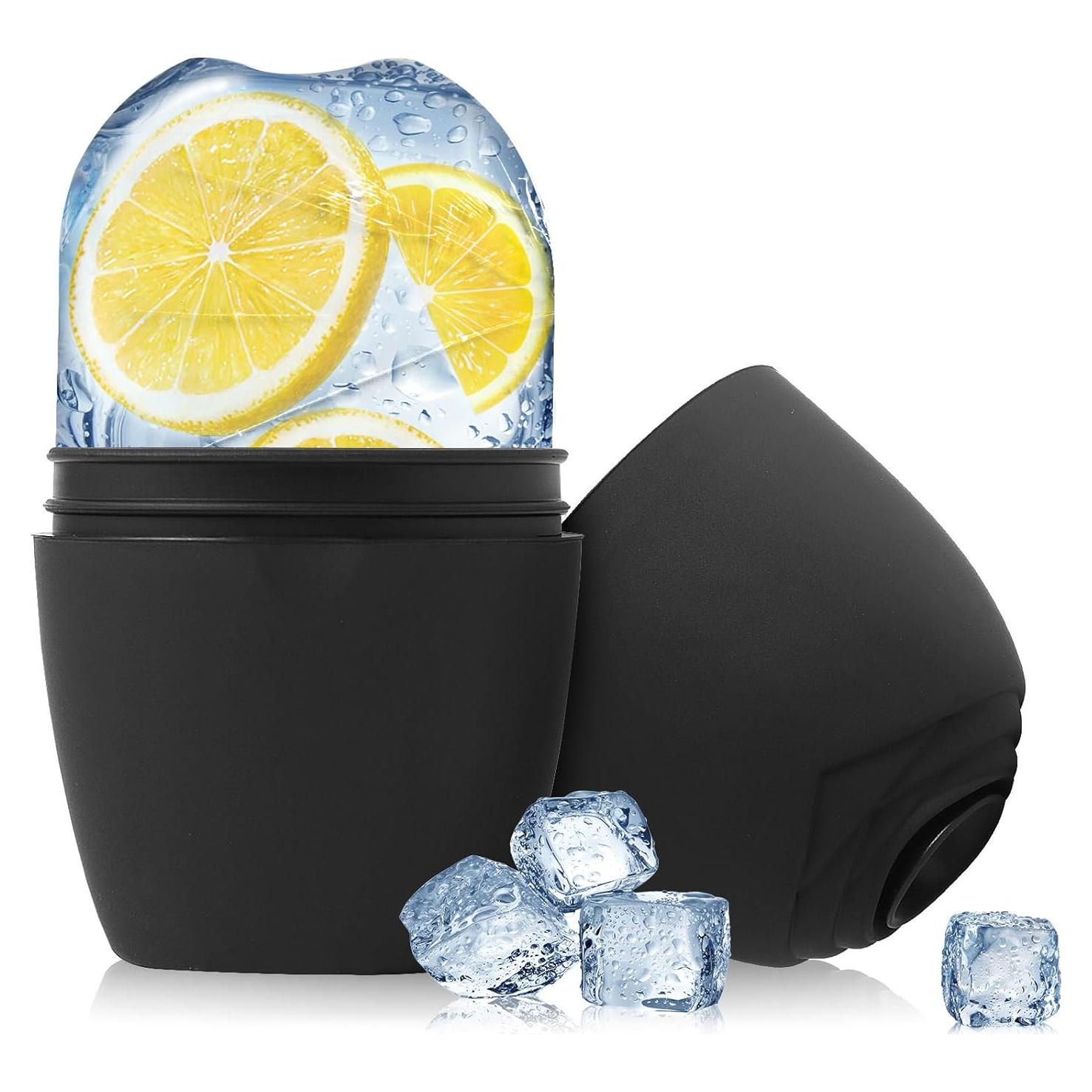 Rodillo de Hielo de Silicona Evmliy para Masaje Facial Negro