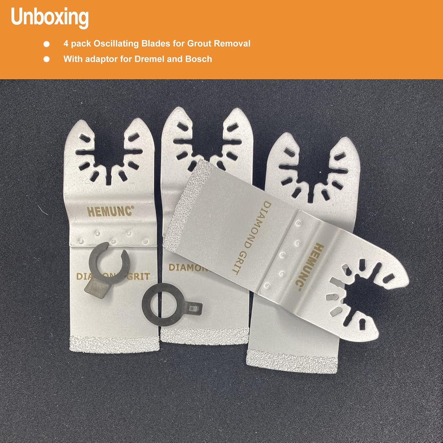 Hojas de Herramienta Oscilante HEMUNC 4 Piezas Diamante 3.49 cm