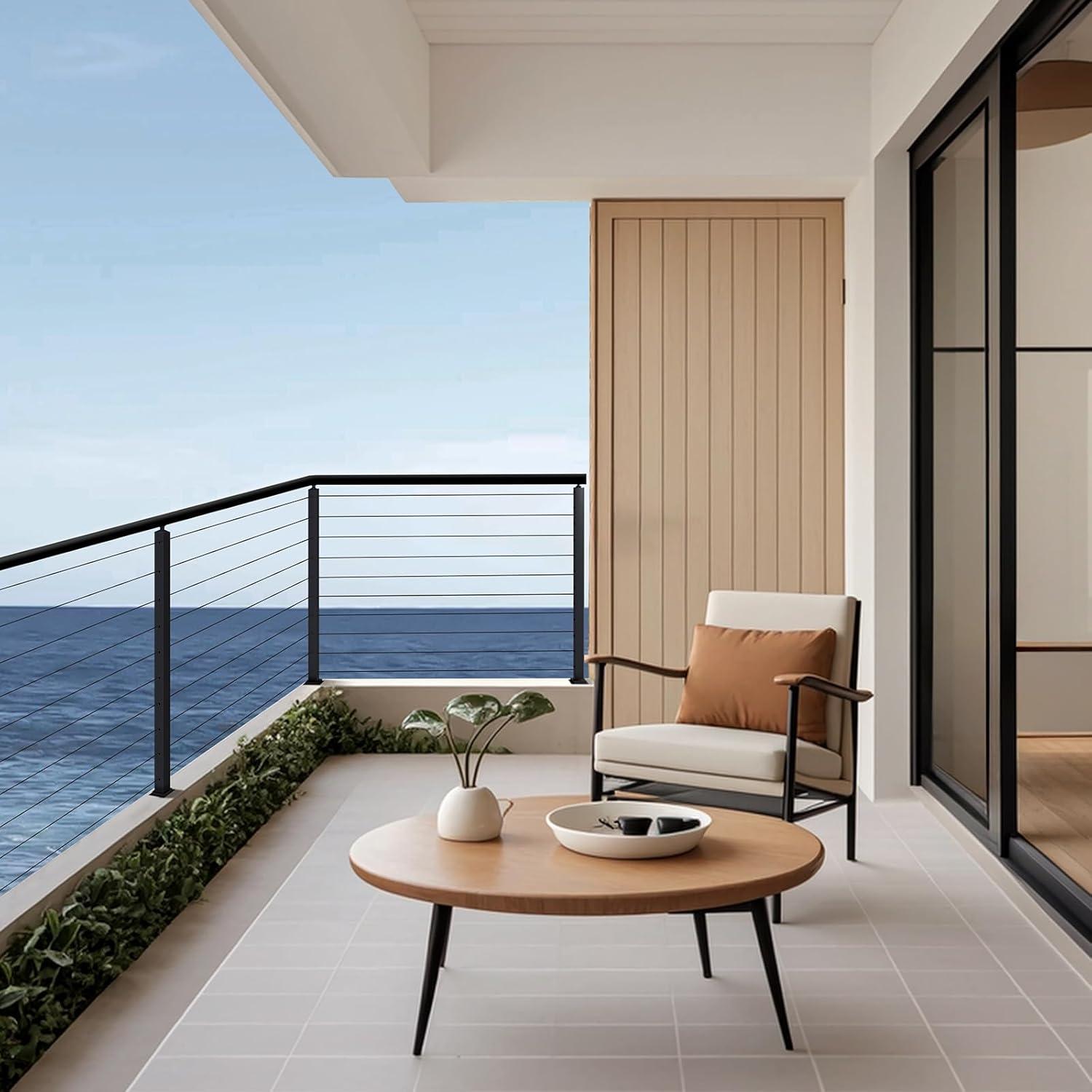 VEVOR 4 Pack Cable Railing Post, 36"x1"x2" Level Drilled Deck Railing Post, Stainless Steel Black Cable Railing System Kit for Indoor Outdoor Deck Balcony, 4JZLGZXHS914UUOI6001V0