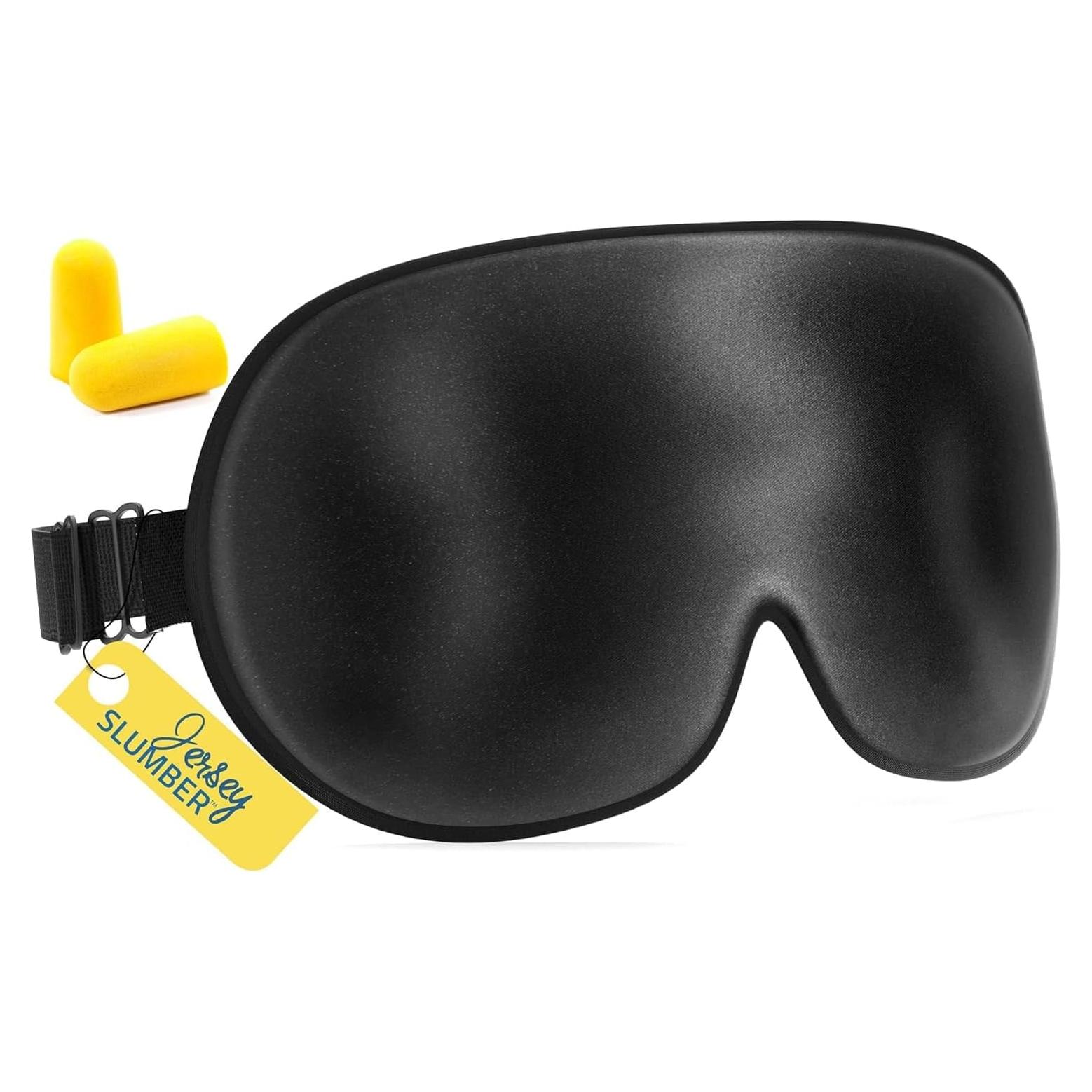 Máscara de Sueño 100% Seda Jersey Slumber - Ajustable, Negra