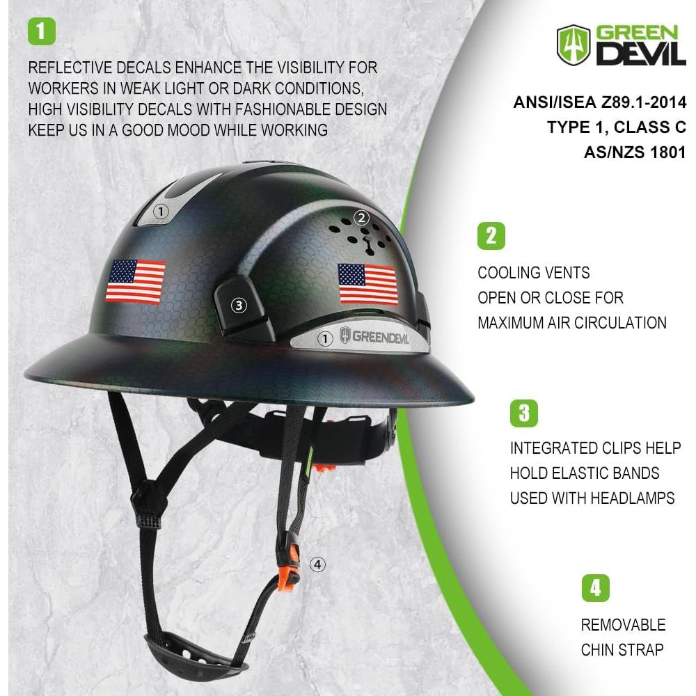 Casco de Construcción GREEN DEVIL Mervex Visera Completa
