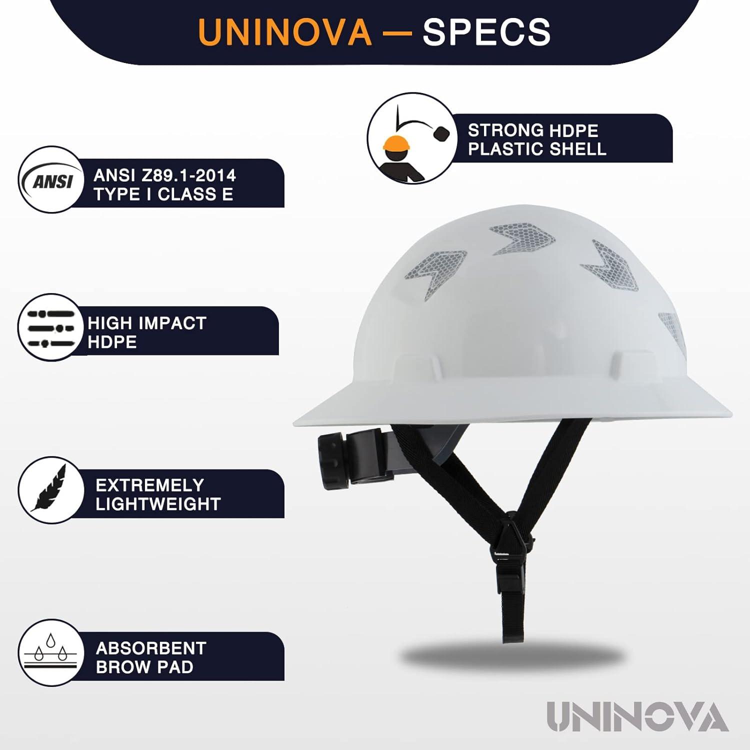 Casco de Seguridad UNINOVA Brim Completo ANSI Z89.1 Blanco