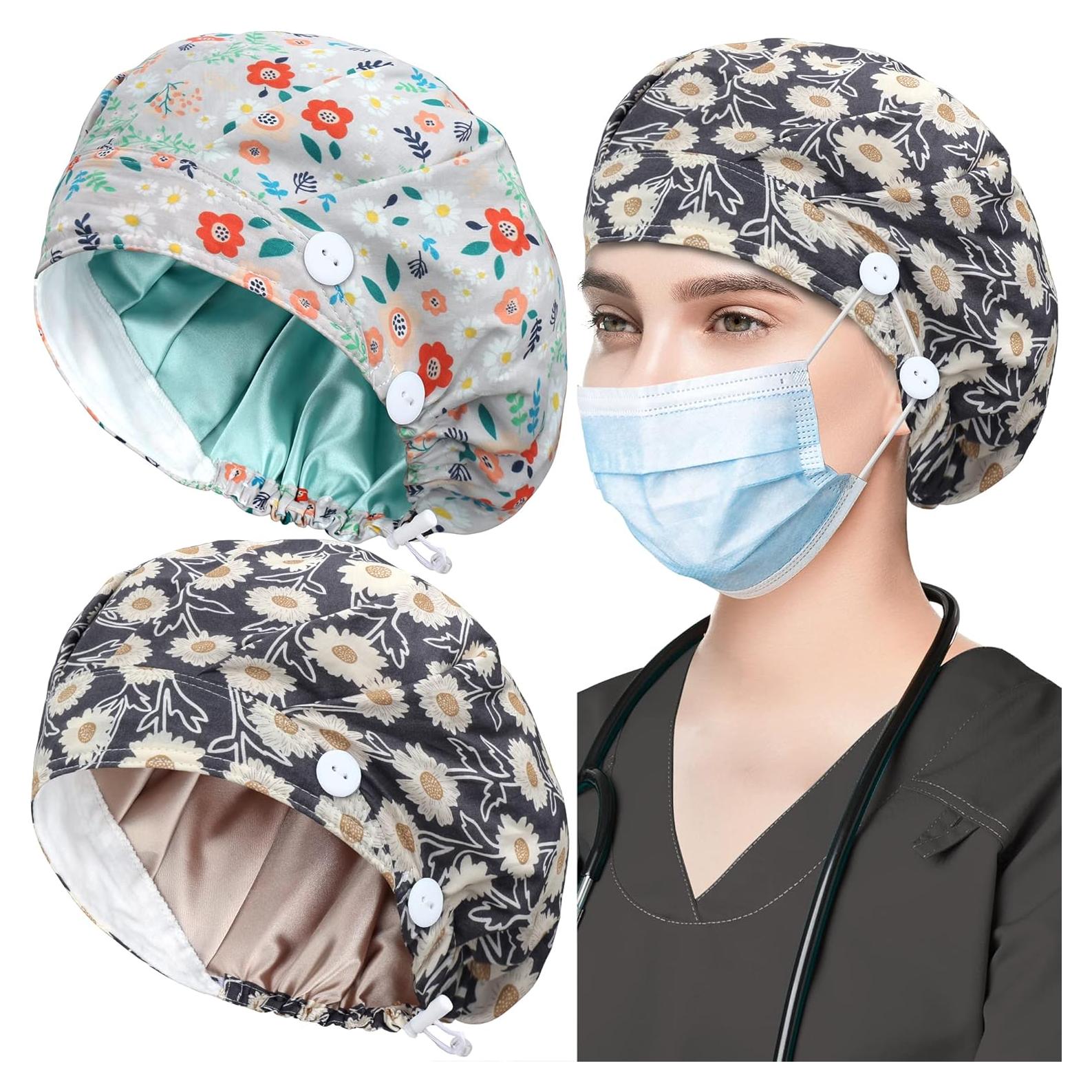 Gorras Bouffant ABAMERICA 2 Paquete Ajustables Multicolor