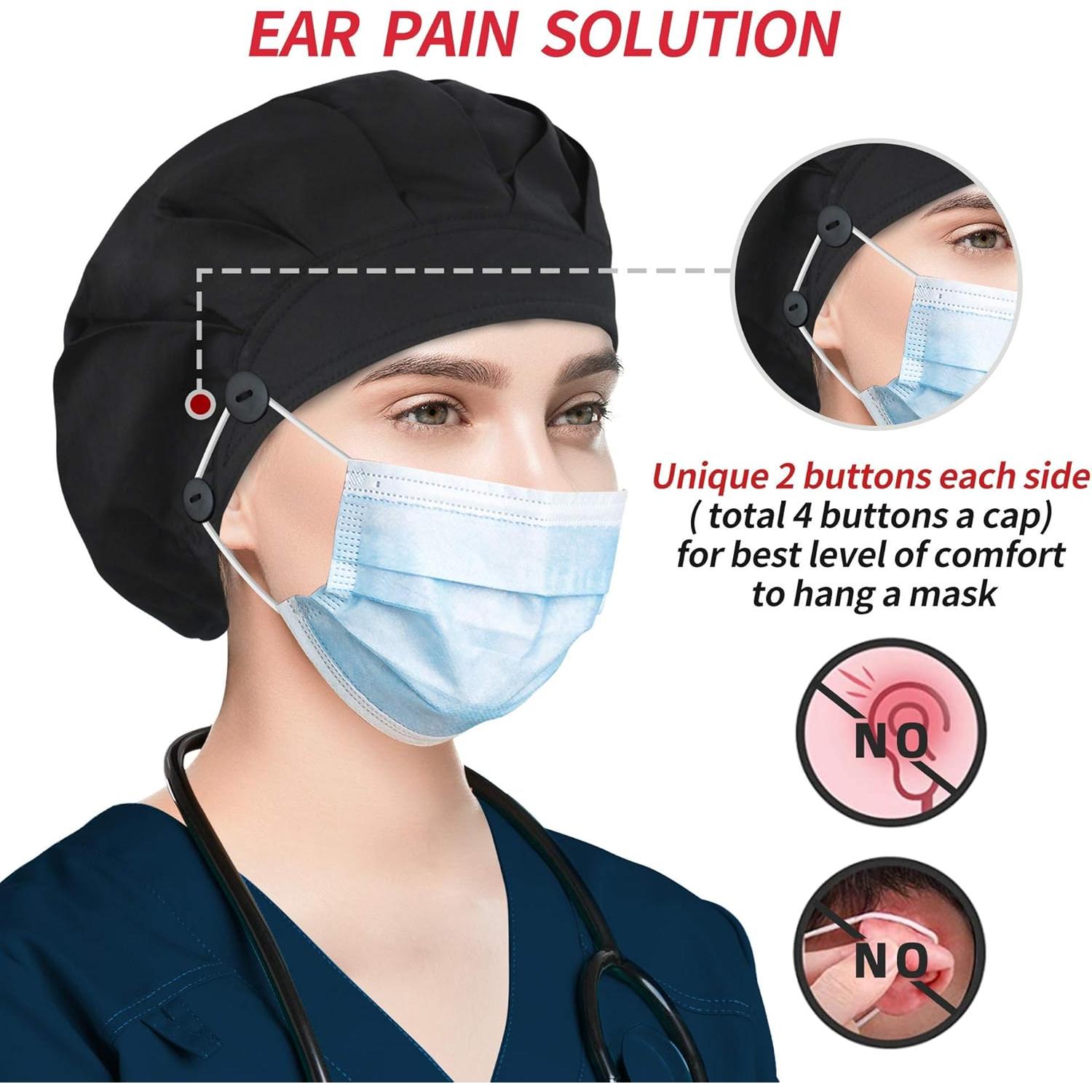 Gorras Bouffant ABAMERICA 2 Paquete Ajustables Multicolor