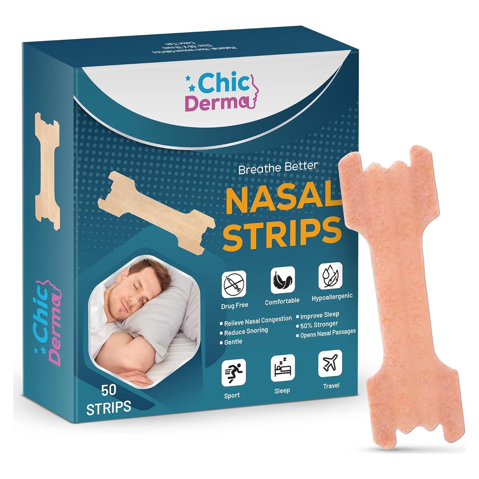 Tiras Nasales Antirronquidos Chic Derma 50 Piezas