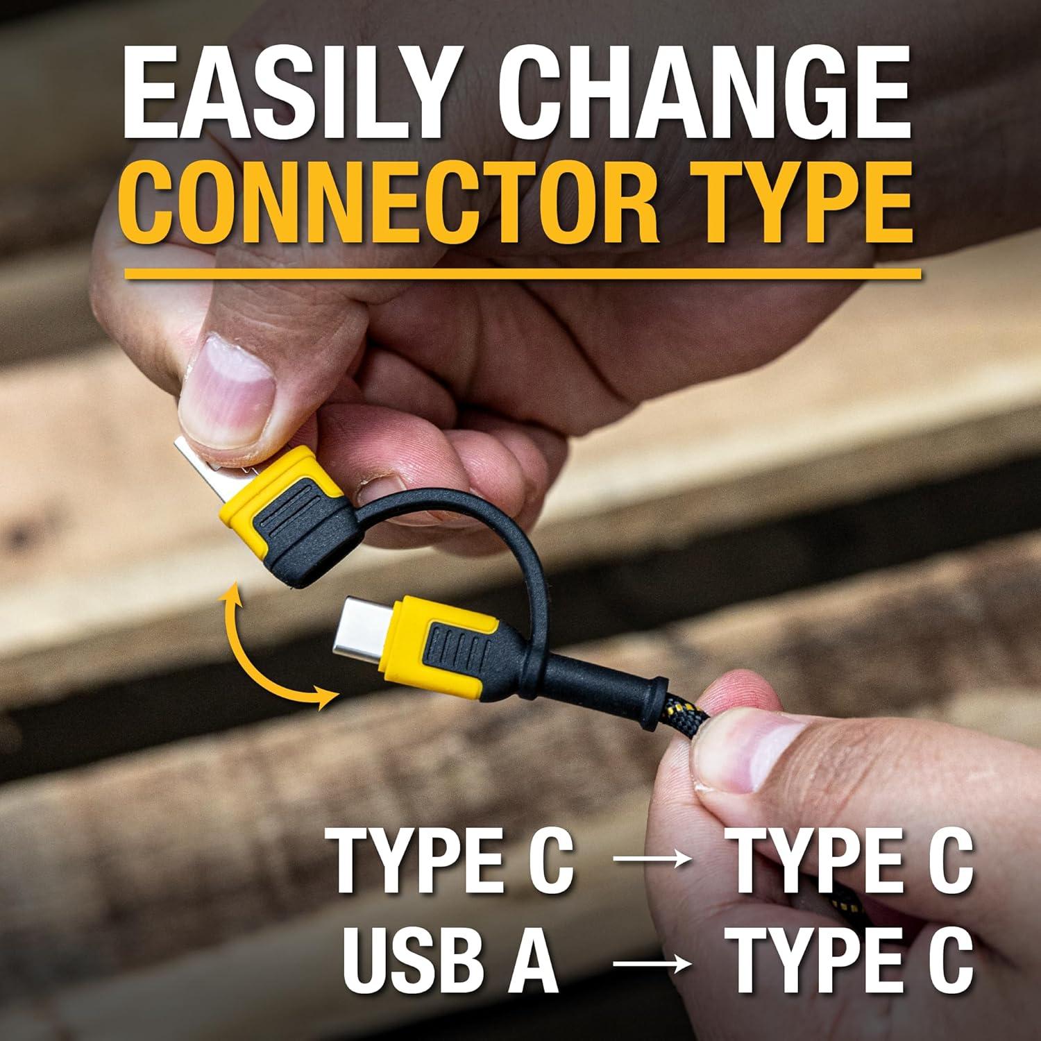 Cable de Carga 2 en 1 DEWALT USB-C 1.22m Carga Rápida 60W