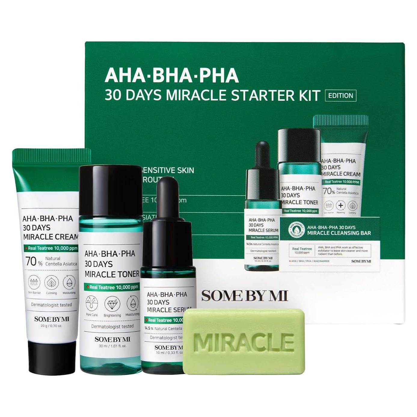 Kit de Cuidado Facial SOME BY MI 30 Días - Tónico 30ml, Suero 10ml, Crema 20ml, Jabón 30g