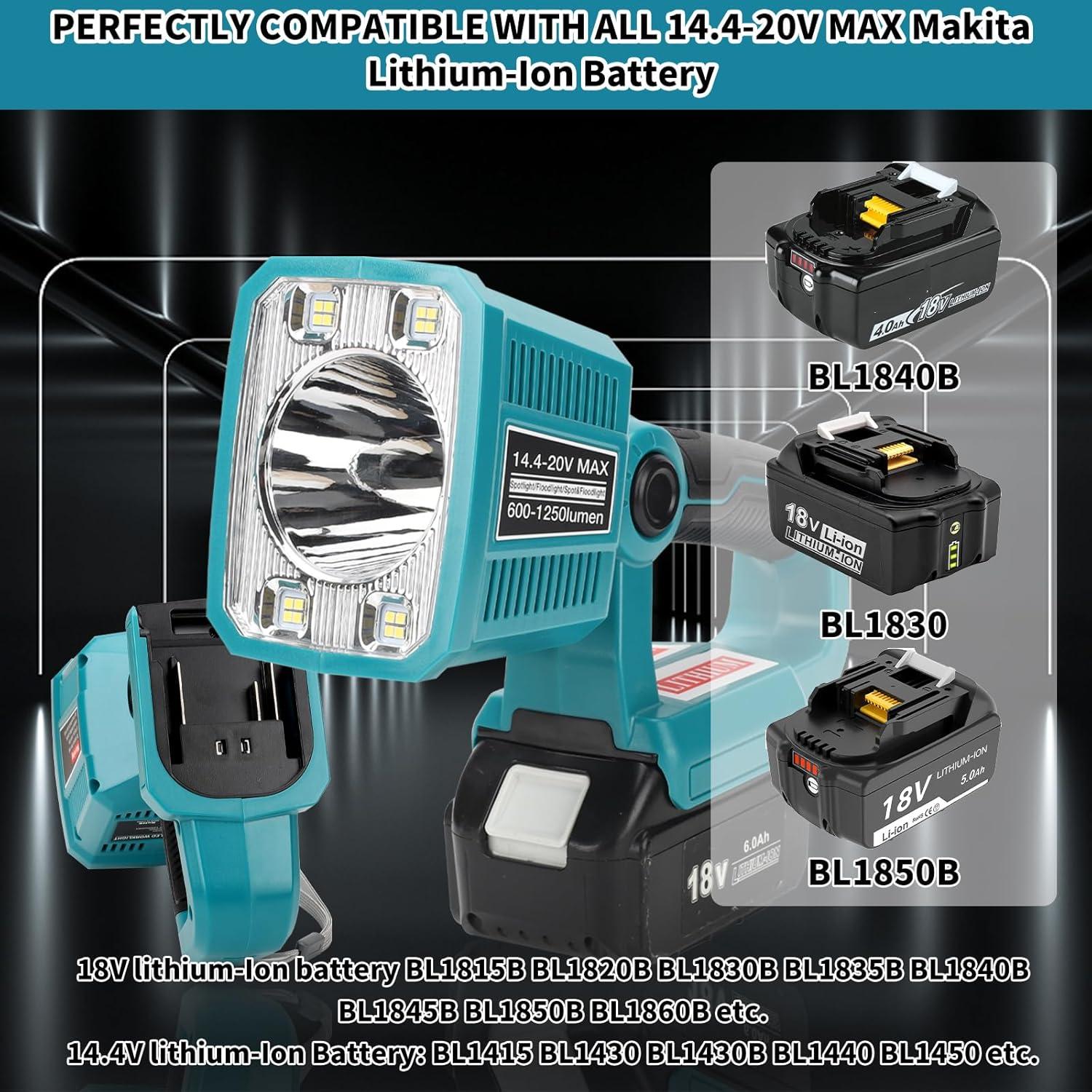 Linterna LED Taingwei 1250LM 18W para Batería Makita 18V