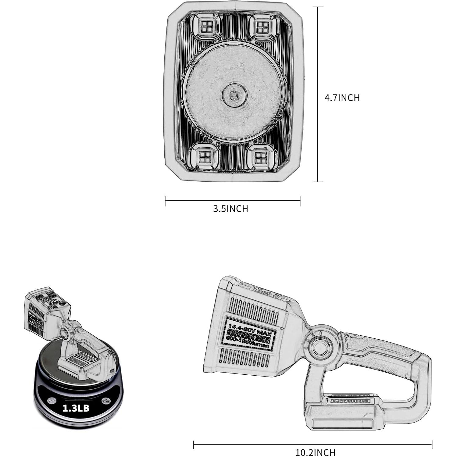 Linterna LED Taingwei 1250LM 18W para Batería Makita 18V
