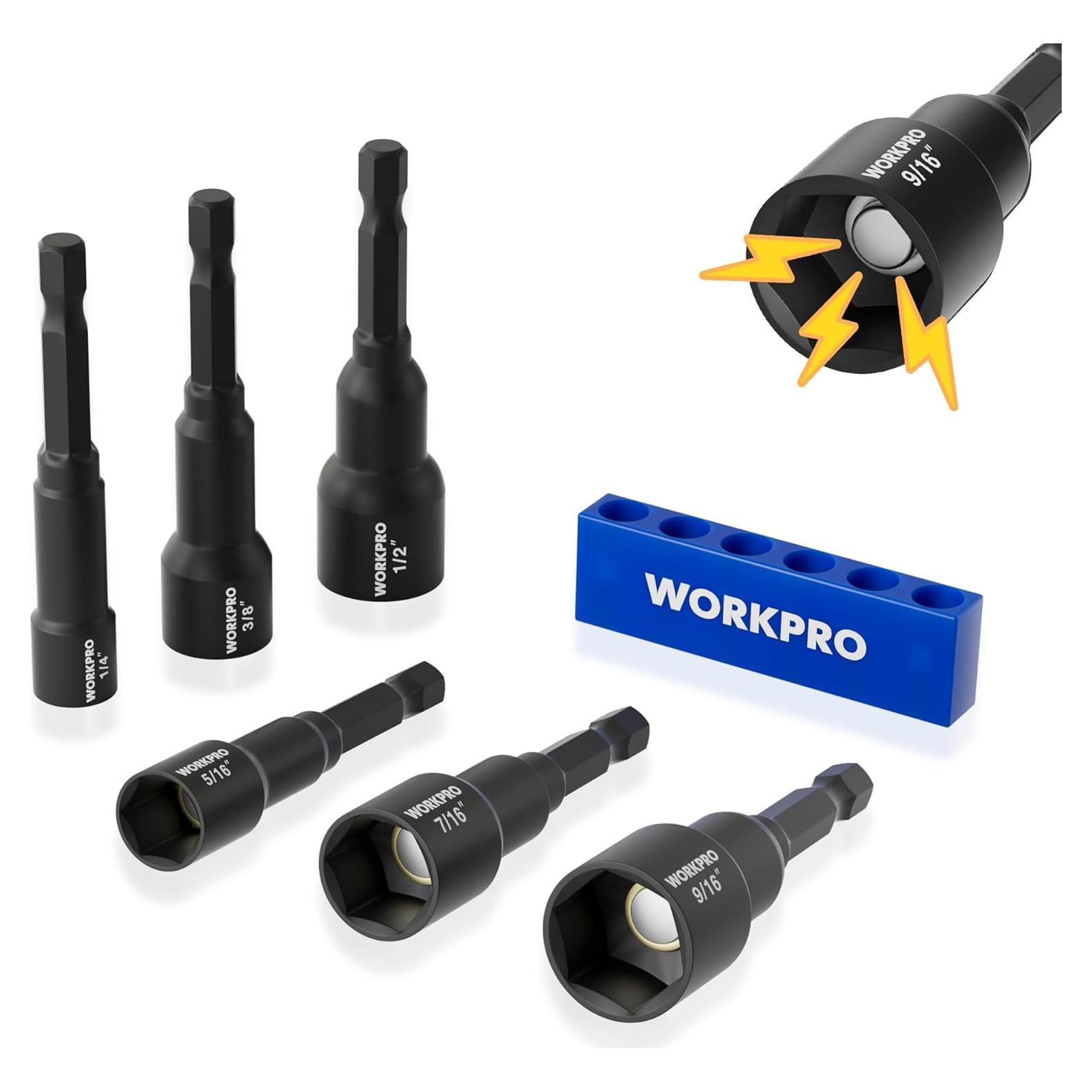 Conjunto de 6 Destornilladores Magnéticos WORKPRO 1/4" a 14 mm