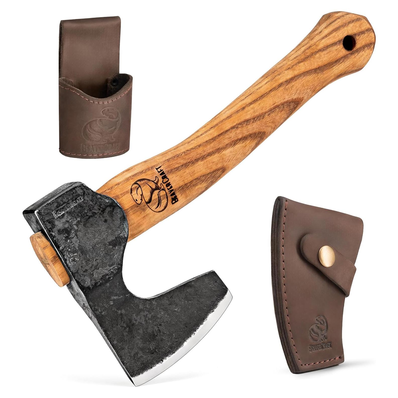 Hacha de Bushcraft BeaverCraft AX6 - 29.5 cm, Acero Alto Carbono