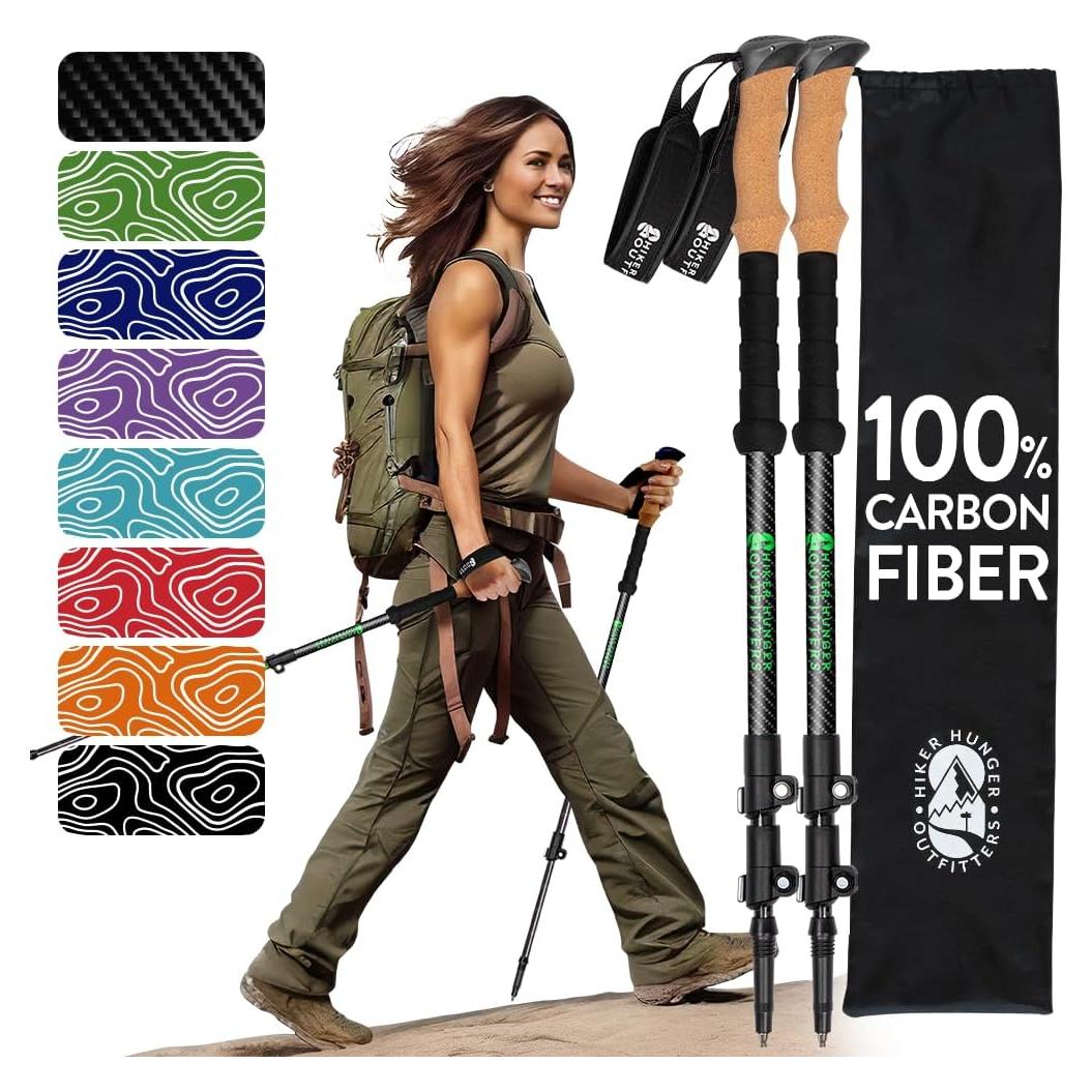 Bastones de Trekking Hiker Hunger de Fibra de Carbono 61-140 cm