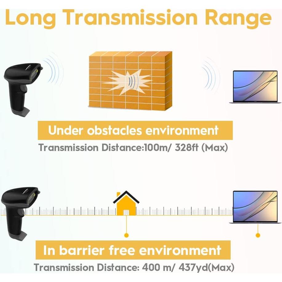 Escáner de Código de Barras Inalámbrico NADAMOO 100m USB