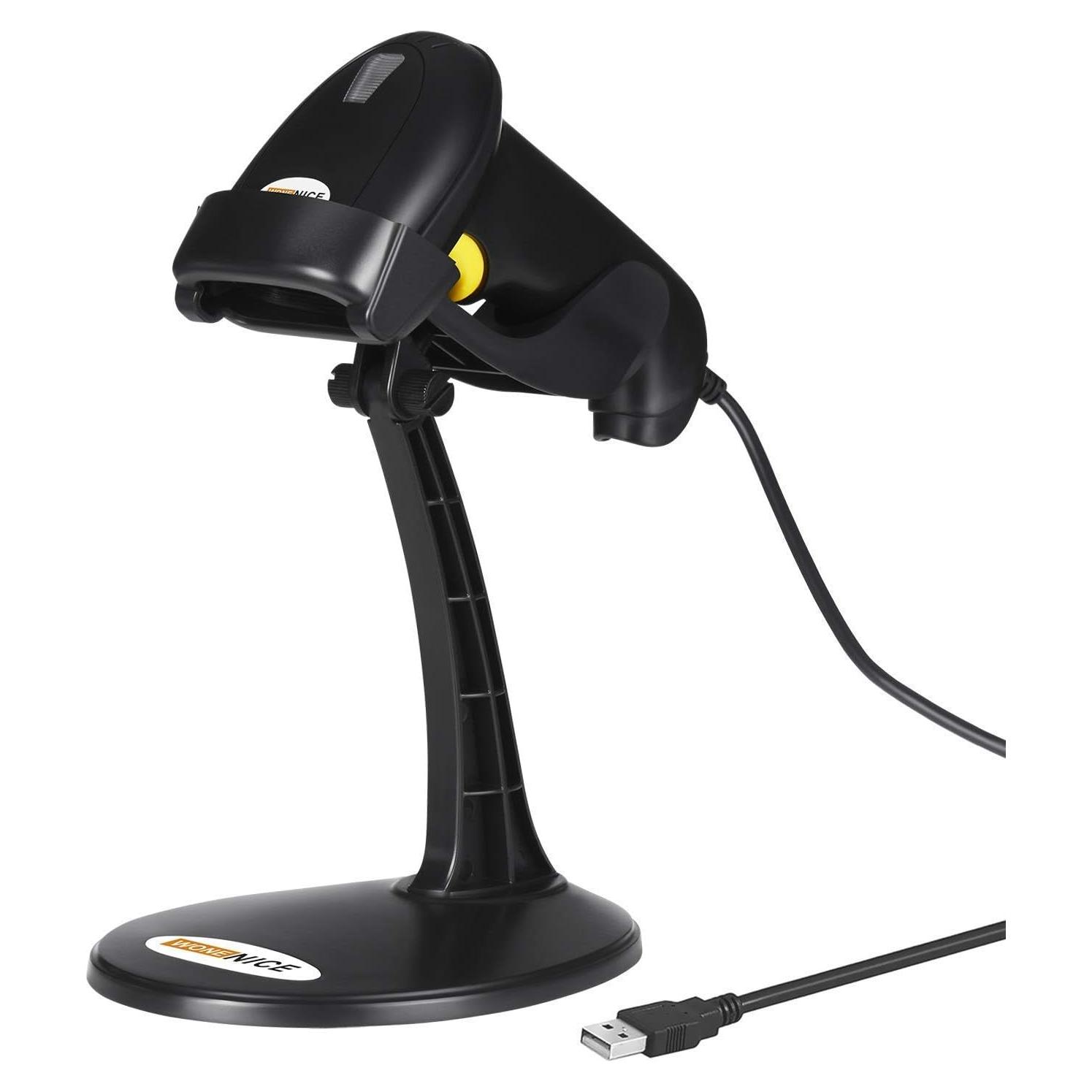 Escáner de Código de Barras USB WoneNice 1D con Soporte Negro