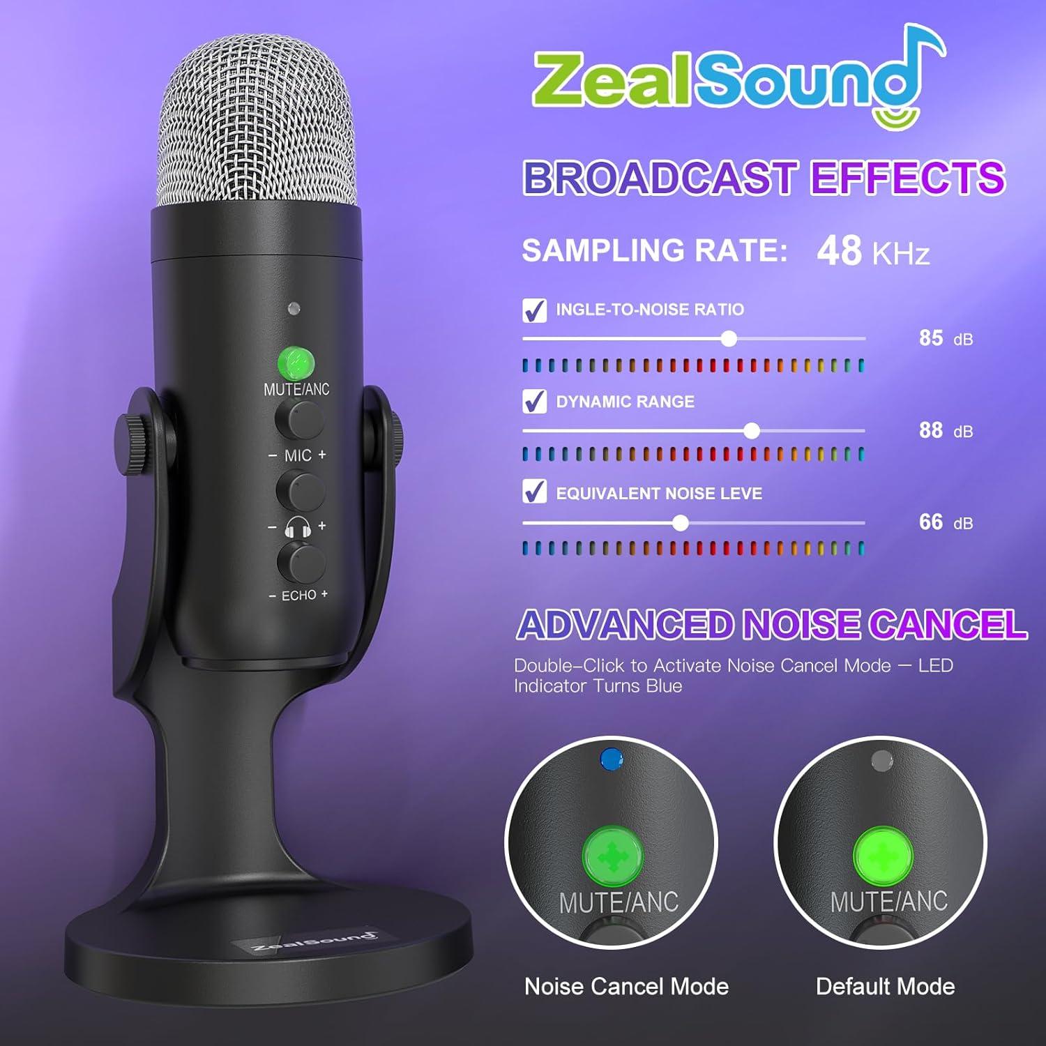 Micrófono Inalámbrico ZealSound K66 USB para Podcast y Juegos