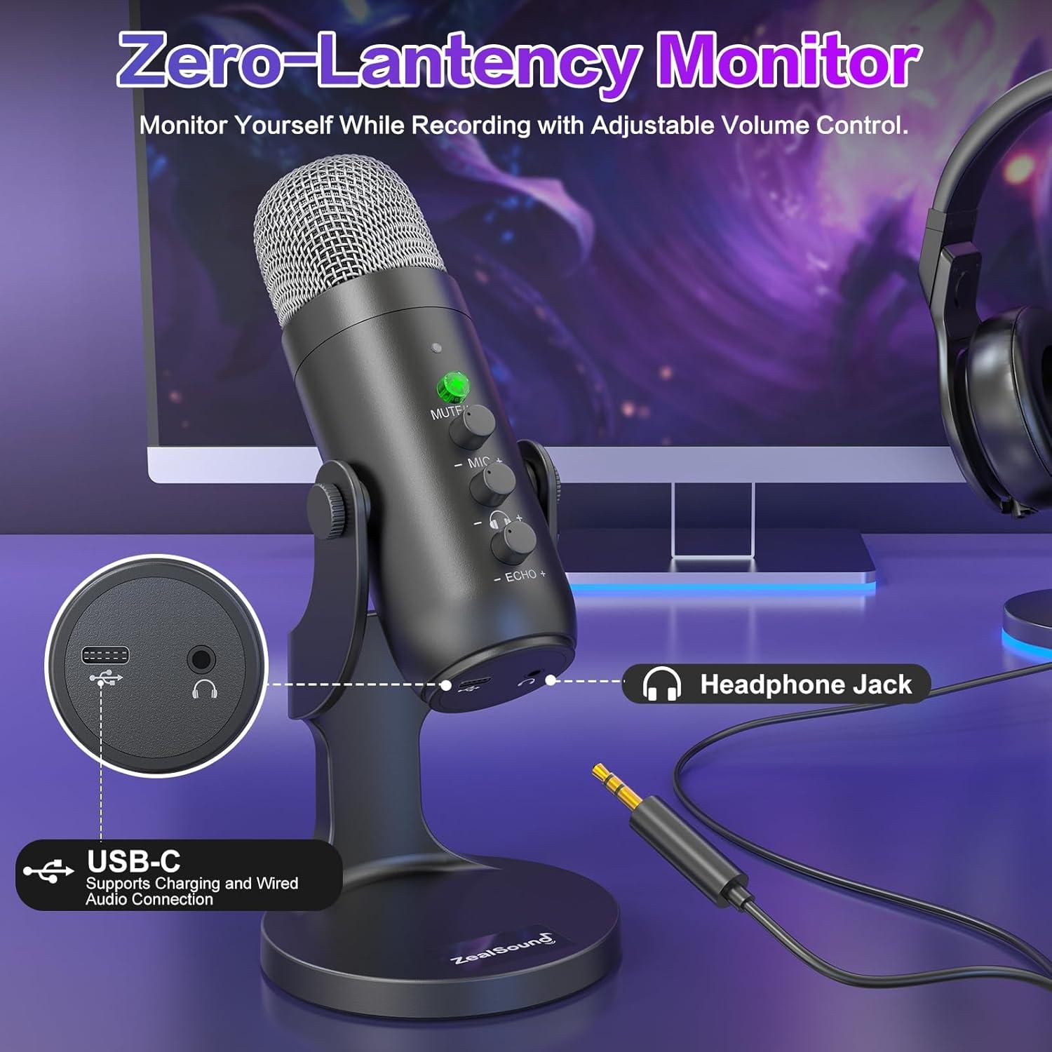 Micrófono Inalámbrico ZealSound K66 USB para Podcast y Juegos