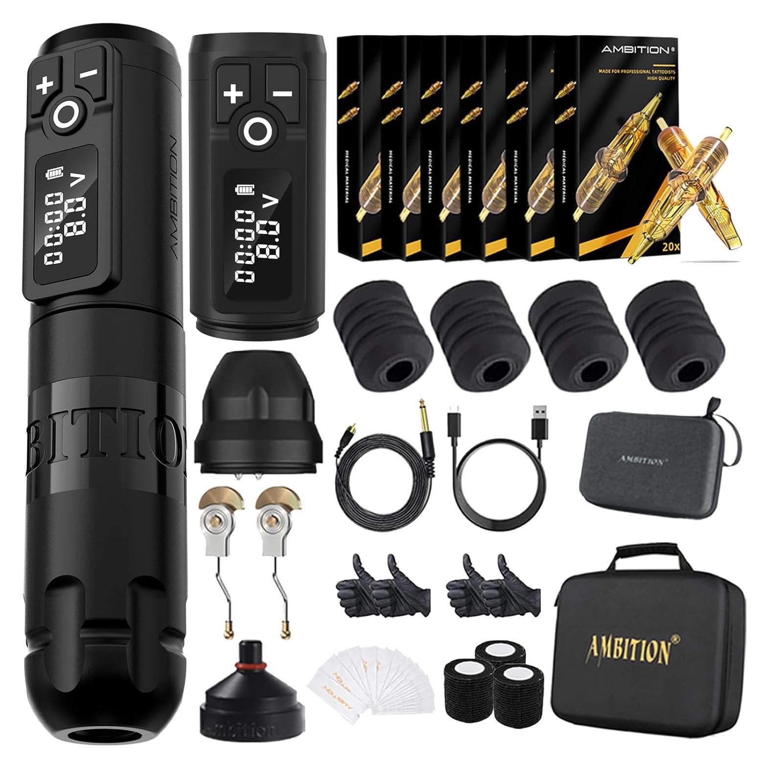 Kit de Tatuaje Ambition Soldier - Máquina Inalámbrica 2400mAh