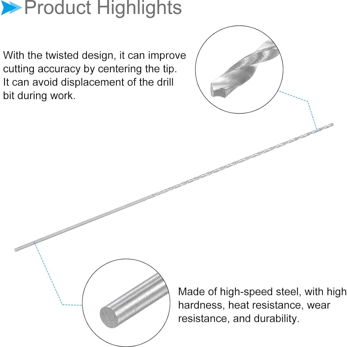 Brocas de Taladro Twist 1.5mm x 160mm Acero HSS - 4 Piezas