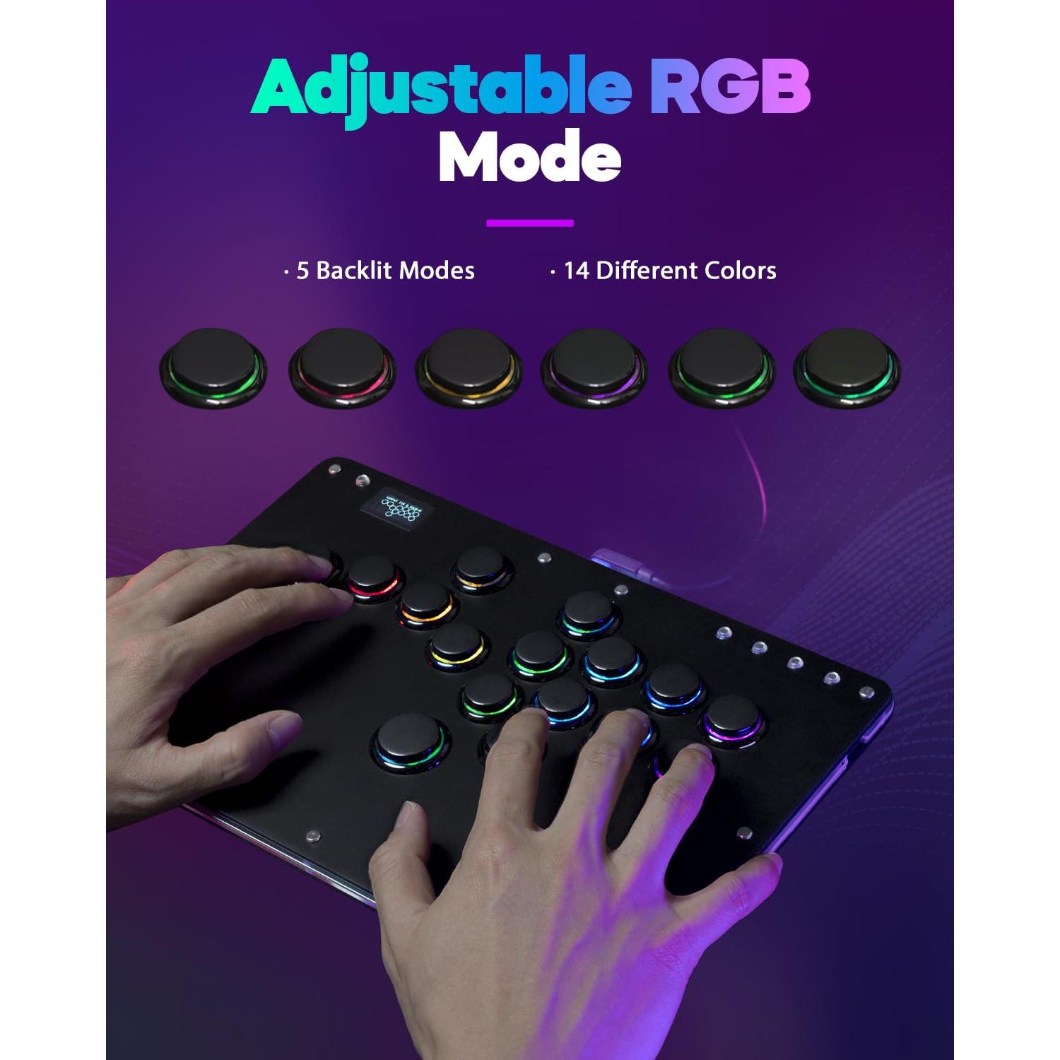 Controlador Arcade Sehawei R16 con RGB y 16 Botones para PC/PS3/PS4/Switch