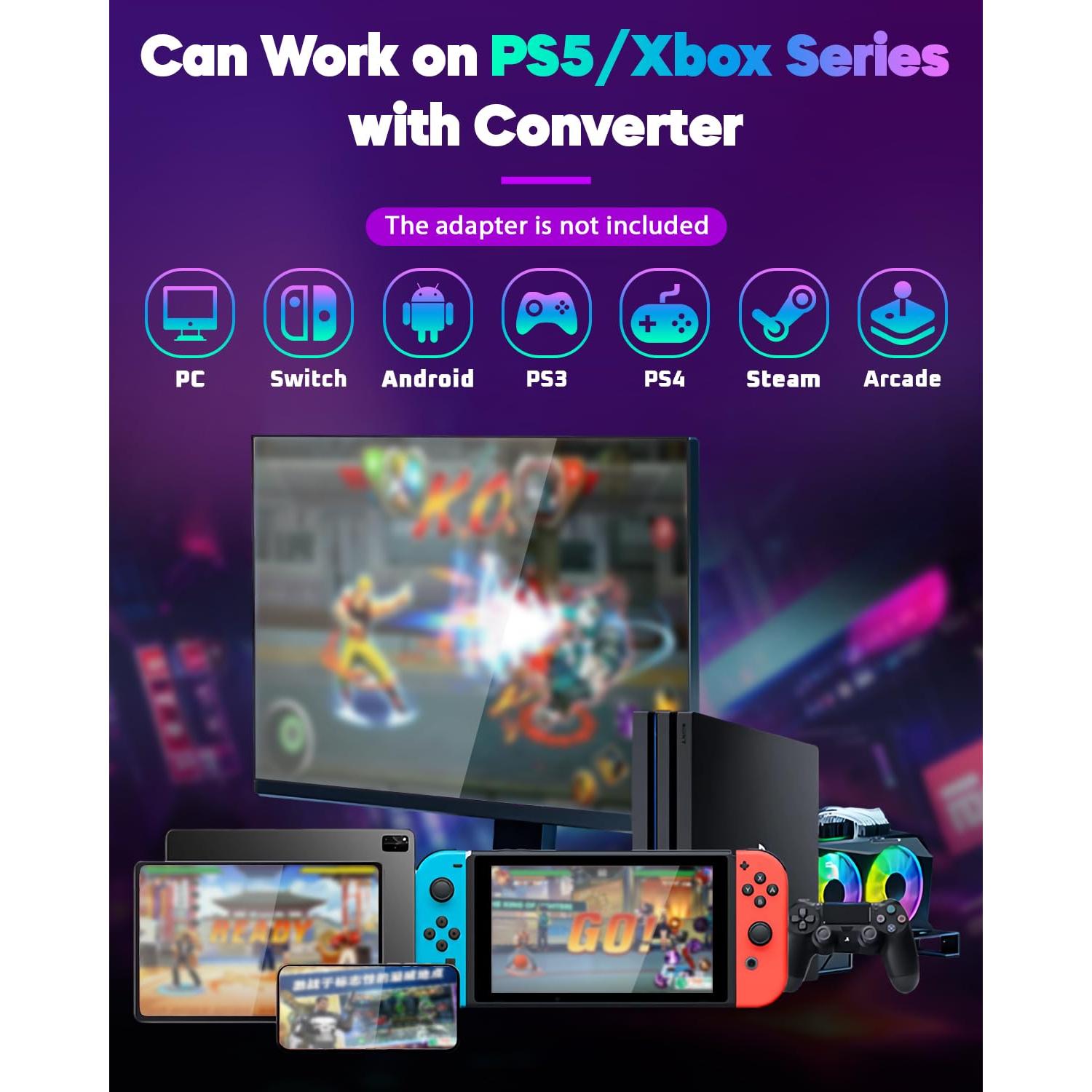 Controlador Arcade Sehawei R16 con RGB y 16 Botones para PC/PS3/PS4/Switch